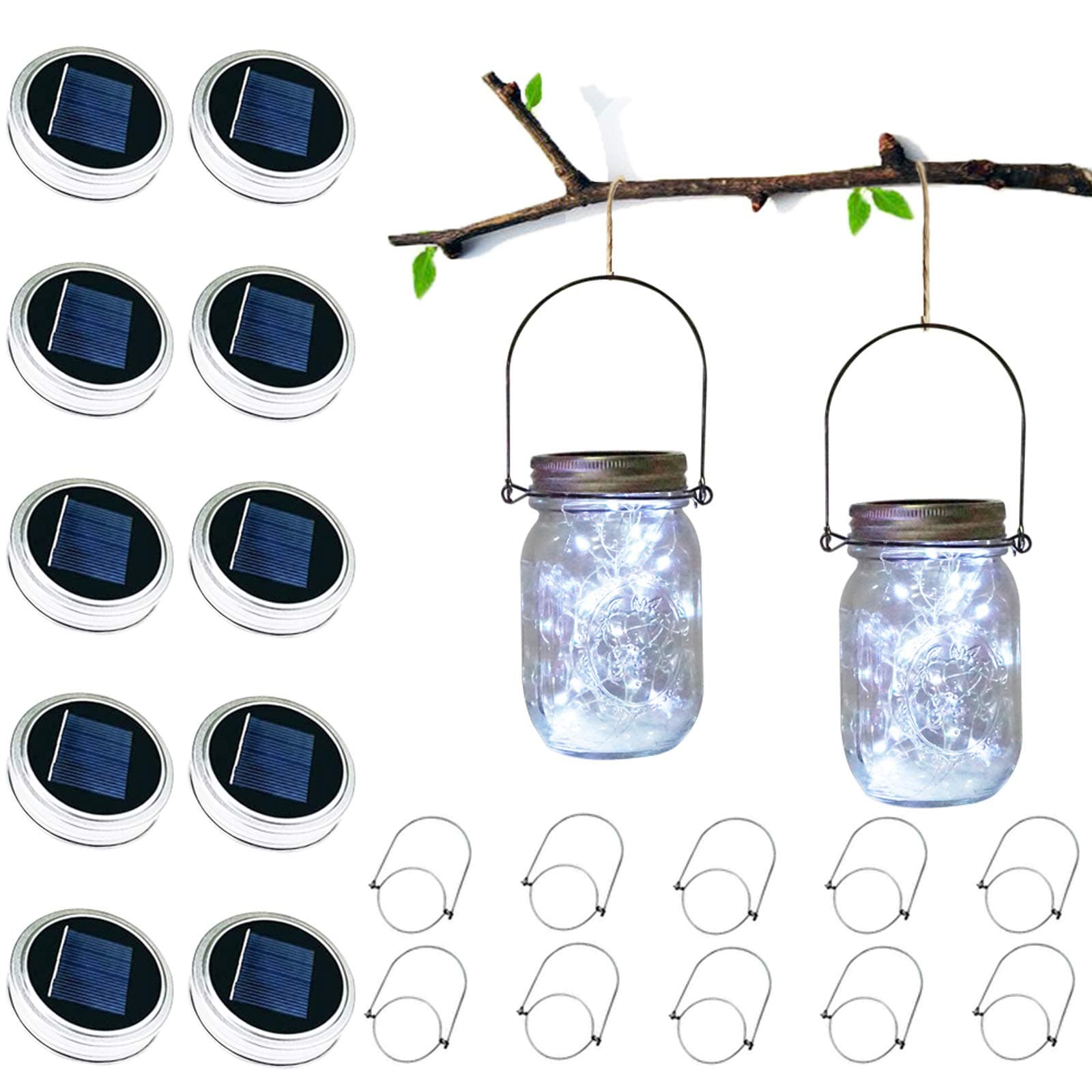 Solar Mason Jar Lights 30LED 10 Pack