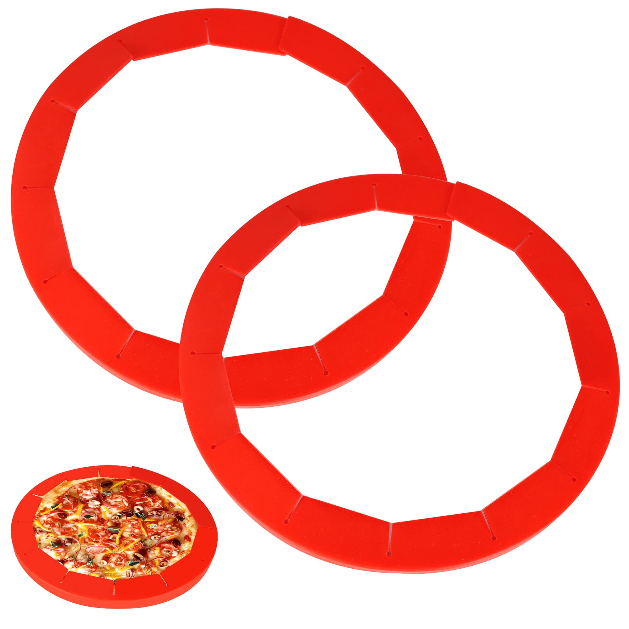 2 Pack Adjustable Silicone Pie Crust Shield Pie BPA-free Protectors Adjustable Bake Crust Protector Pie Crust Protector Cover Kitchen Tool for Baking Pie Pizza, Fit 8-11.5 Inch Pies(Red)