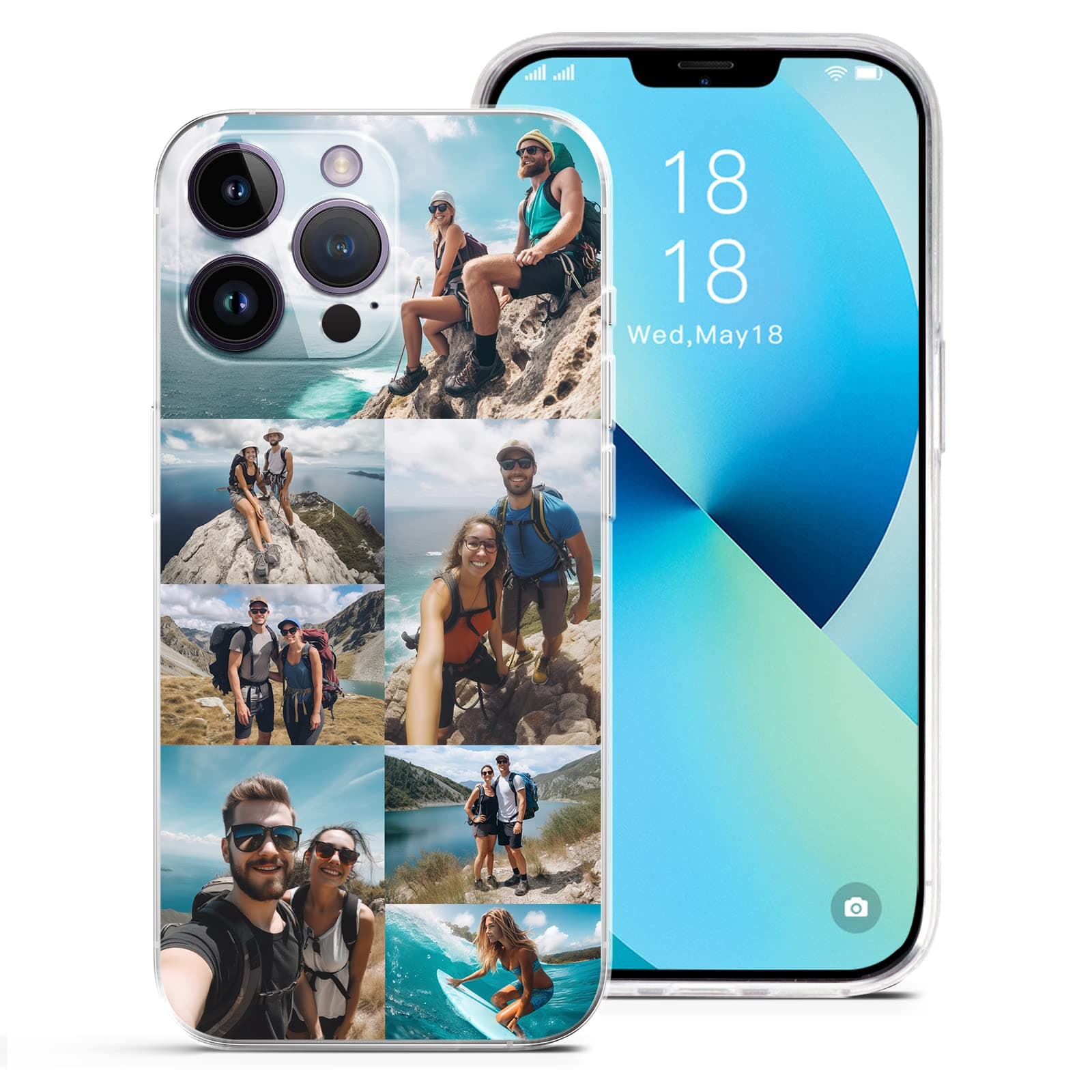 Personalized Custom Phone Case for iPhone 17 16 15 14 13 12 11 Pro Max Mini Plus XR X Xs, Design Your Own Picture Phone Case, Made in USA, Birthday Gift for Family and Friends(7 Photos)