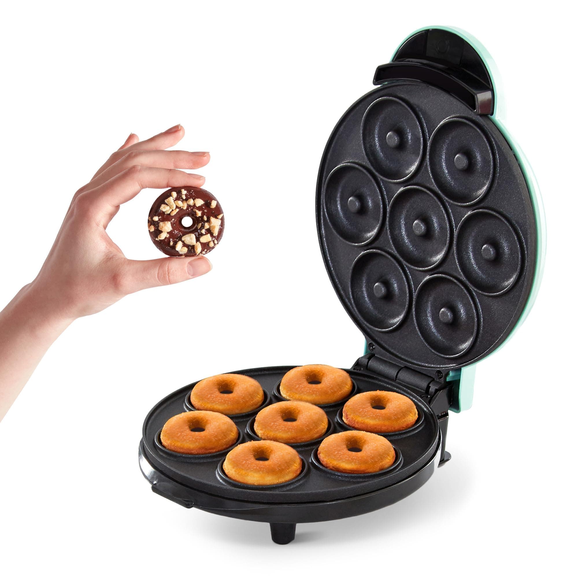 DASH Mini Donut Maker Machine for Kid-Friendly Breakfast, Snacks, Desserts & More with Non-stick Surface, Makes 7 Doughnuts - Aqua