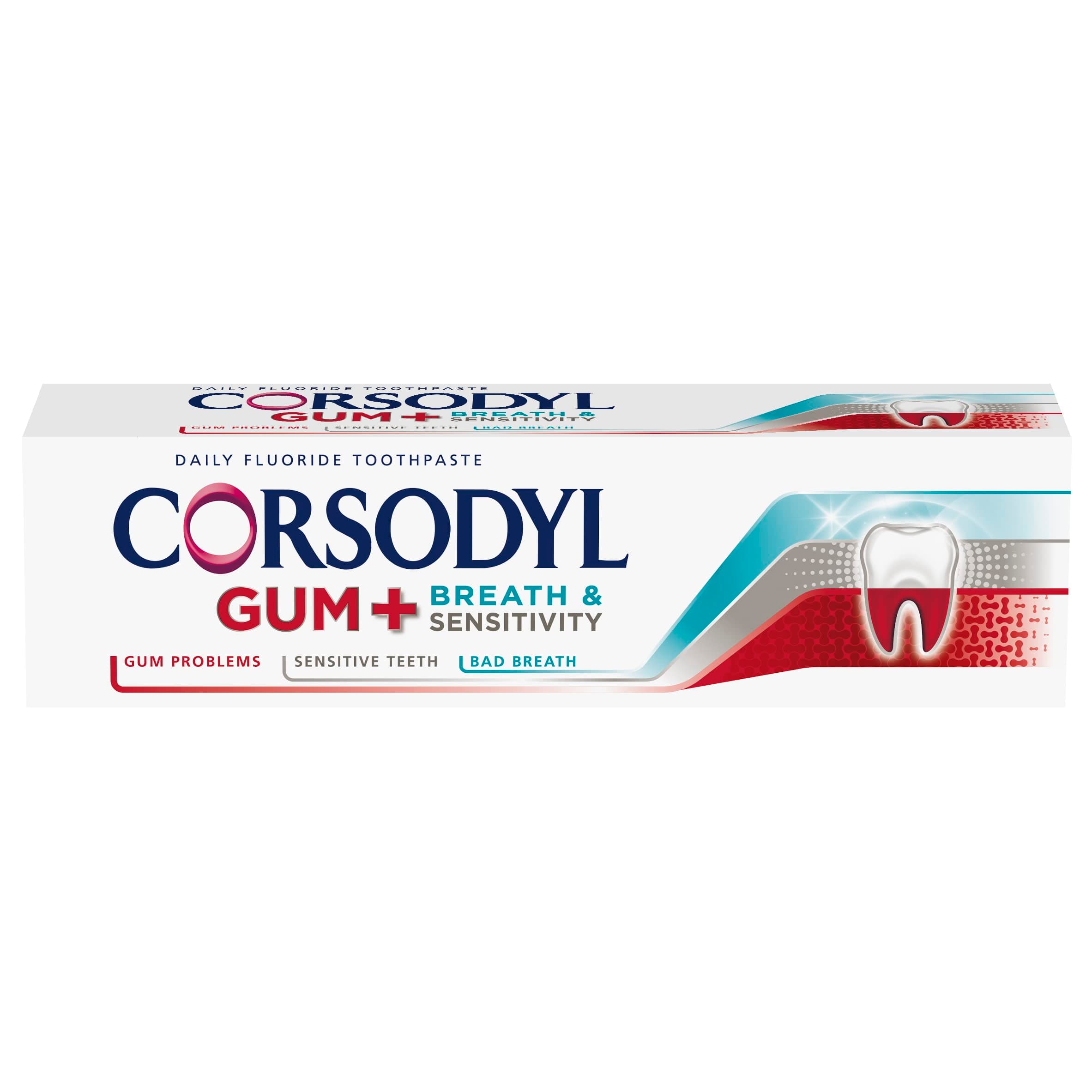 Corsodyl Toothpaste Gum+ Breath & Sensitivity Toothpaste, 75ml