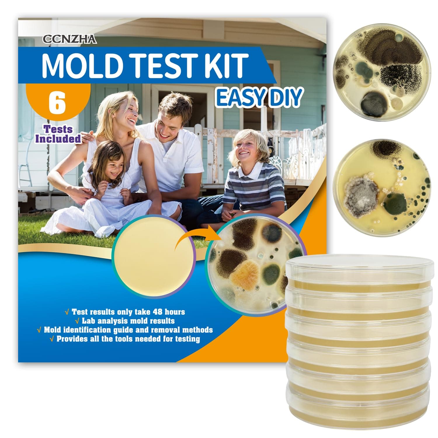Mold Test Kit for Home -DIY Mold Testing Kit with 6 Individual Tests-Black Mold Detector-Indoor Air Quality Tester-Mold Identification Guide-Free Lab Analysis-Fast and Reliable Mold Detector at Home