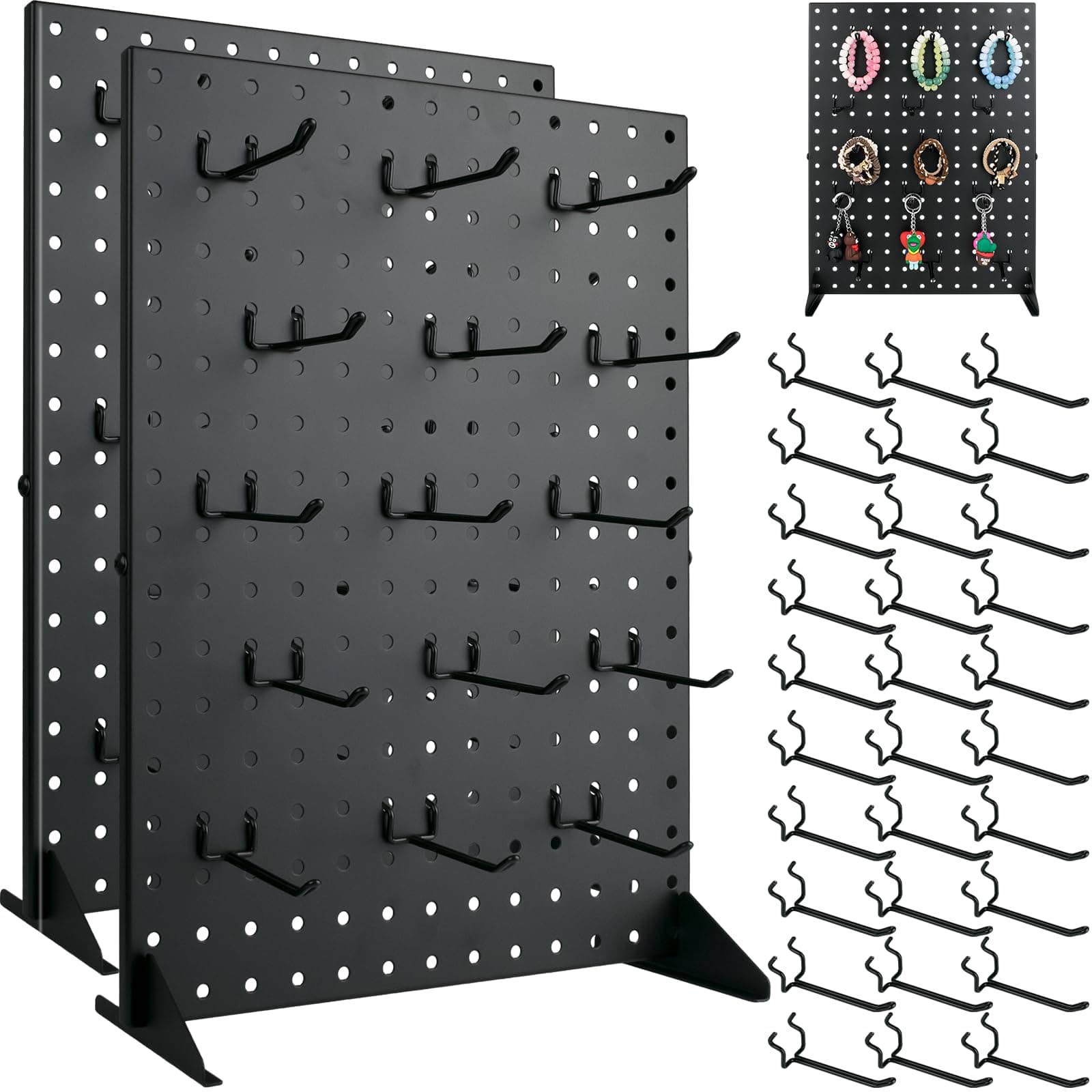 2Pcs Pegboard Display Stand With 30 Peg Board Hooks Accessories, Desk Pegboar...
