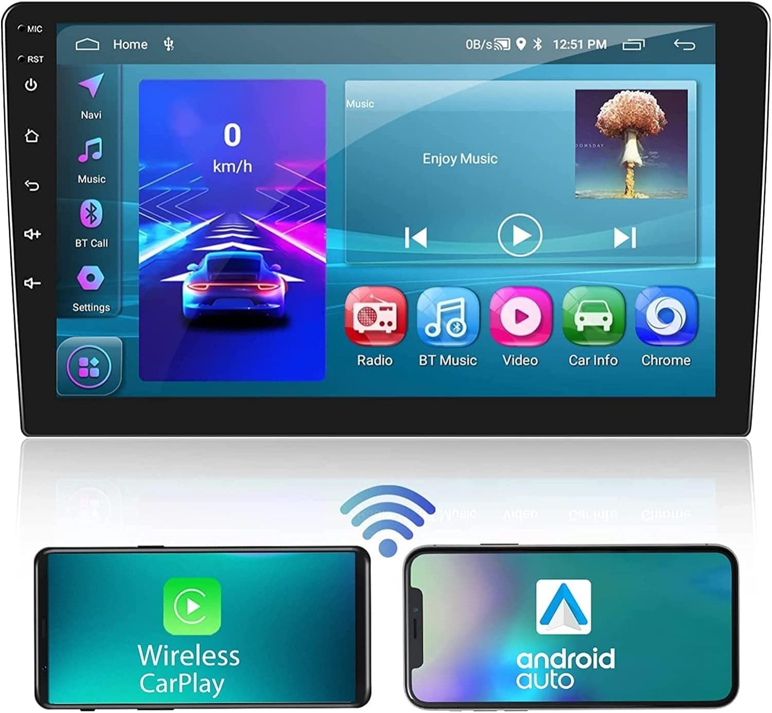 Android 9 Inch Car Screen 2GB RAM 32GB ROM IPS Mirror-Link Touch Screen DSP built In Bluetooth USB Radio WiFi Play Store Backup Camera included (2+32G Without Carplay)