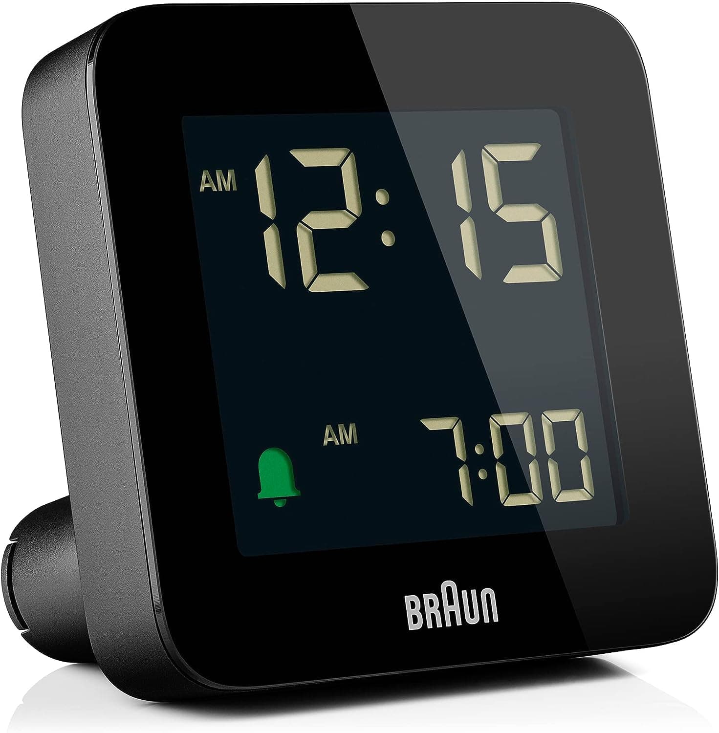 Digital Alarm Clock with Snooze, Negative LCD Display, Quick Set, Crescendo Beep Alarm in Black, model BC09B.