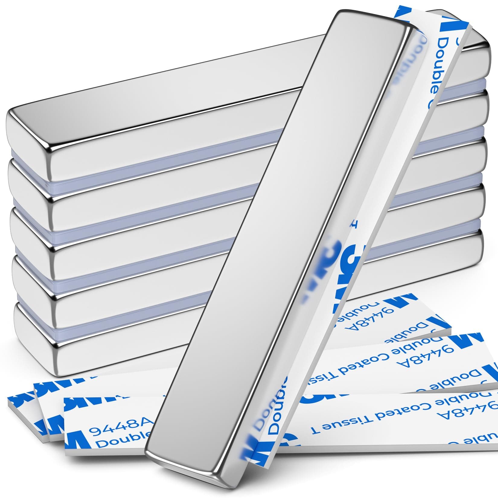 FINDMAG - Neodymium Rectangular Magnets with Countersunk Hole with Mounting Screws 60 x 13.5 x 5 mm Pack of 10