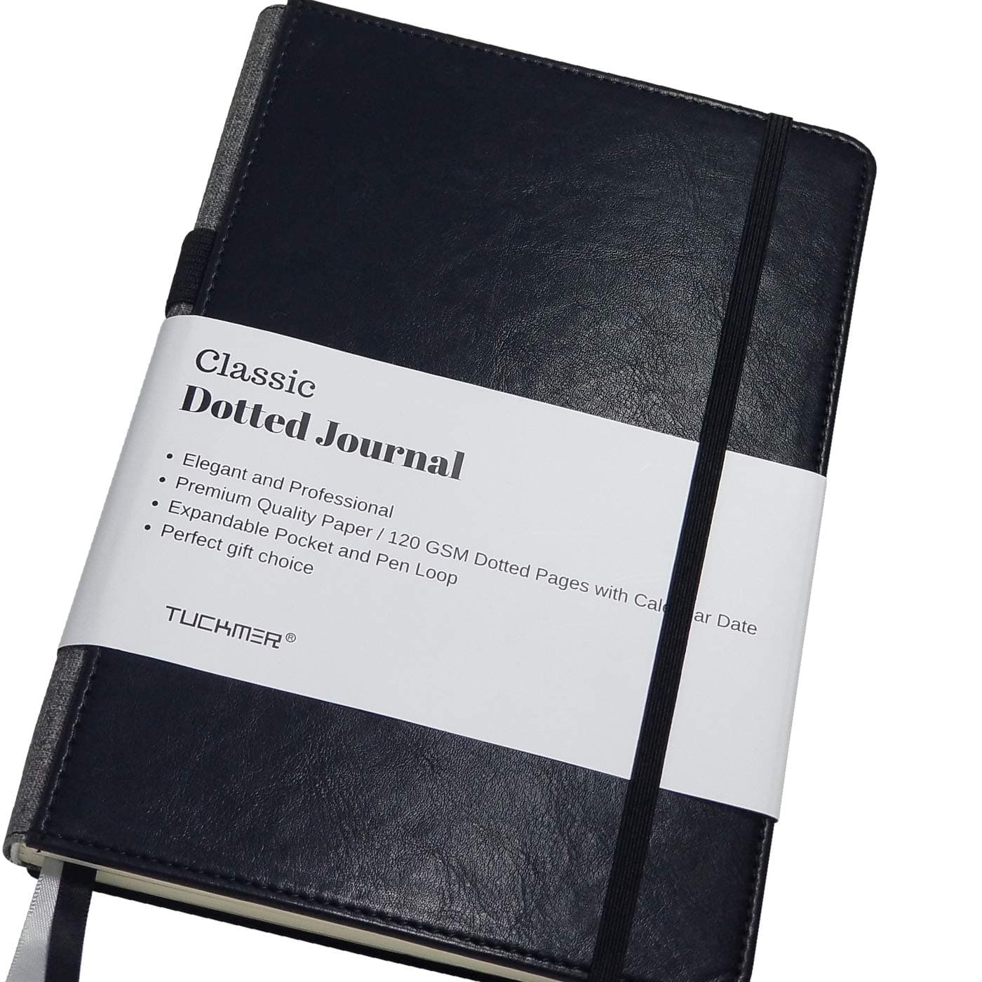 Notebook with Pen Holder Loop - Meeting Notebook - Dotted Grid Leather Bound Journal - Black - Great for Writing, Journaling & Sketching – Bullet Journals to Write in for Women, Men, Business