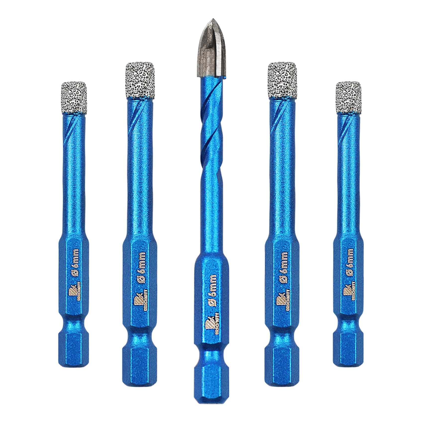Diamond Drill Bit - BRSCHNITT 1/4 inch Masonry Drill Bits Set for Porcelain Tile Ceramic Stone Granite Marble,Hex Shank Diamond Hole Saw Drill Bit(5pcs/Pack).