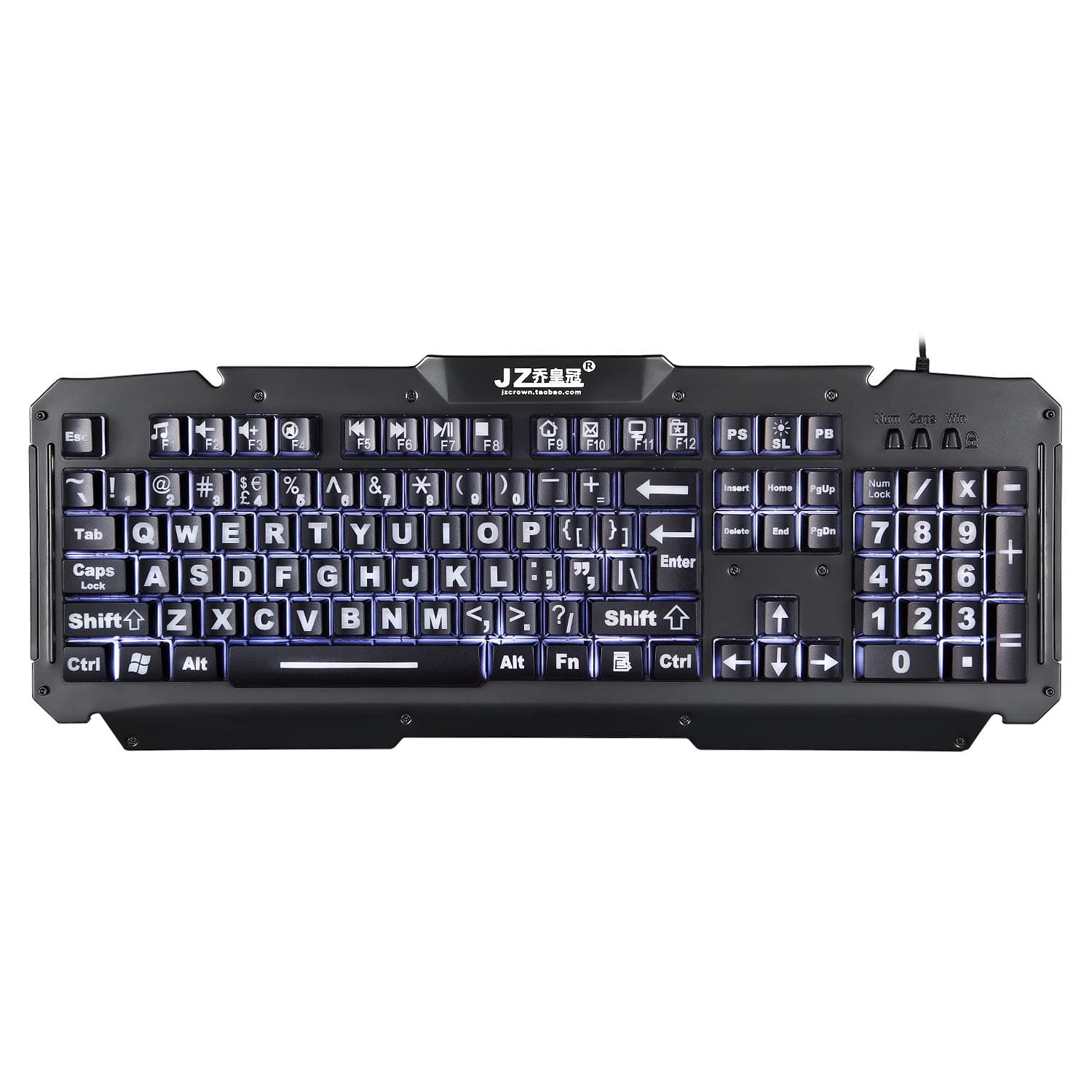 Large Print LED Backlit Vision Light up USB Wired Ergonomic Gaming Backlight Keyboard