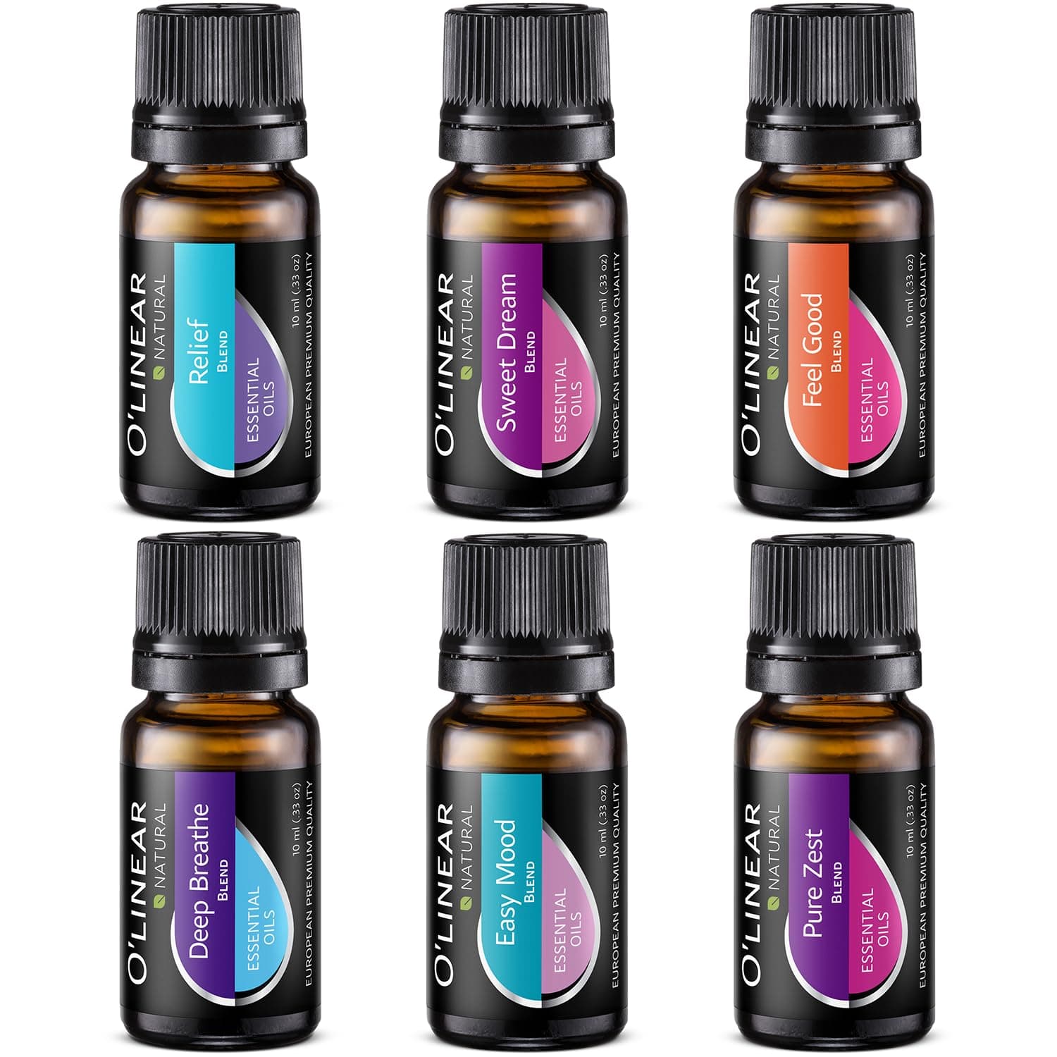 Top 6 Blends Essential Oils Set - Aromatherapy Diffuser Blends for Sleep, Mood, Breathe, Temptation, Feel Good, Stress Relief