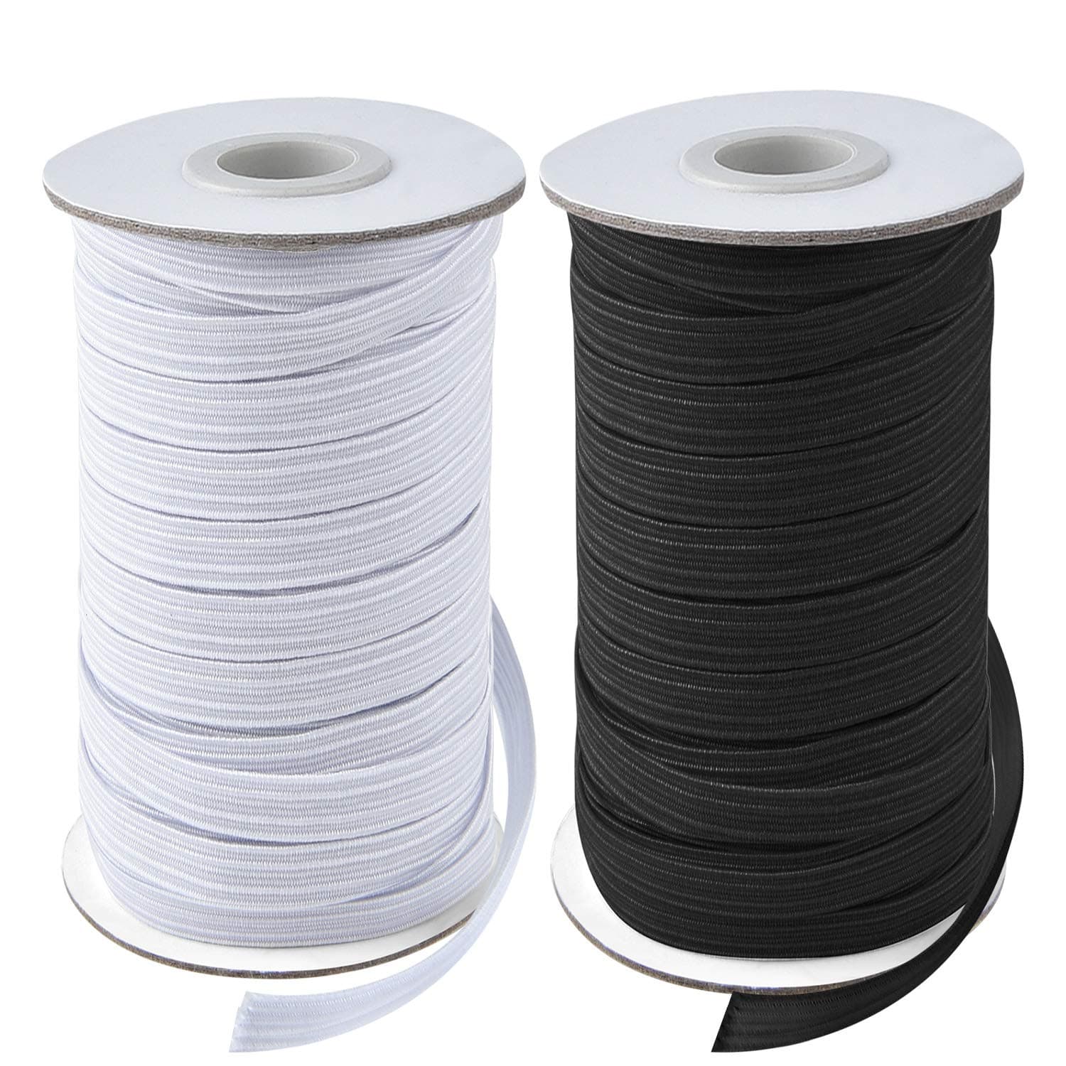 Coopay 40 Yards Length 1/2" Width Elastic Bands Flat Elastic Cord Rope Heavy Stretch Spool Knit for Sewing DIY Projects, Arts & Crafts, 2 Rolls, 20 Yards/Roll (Black and White, 1/2 Inch)
