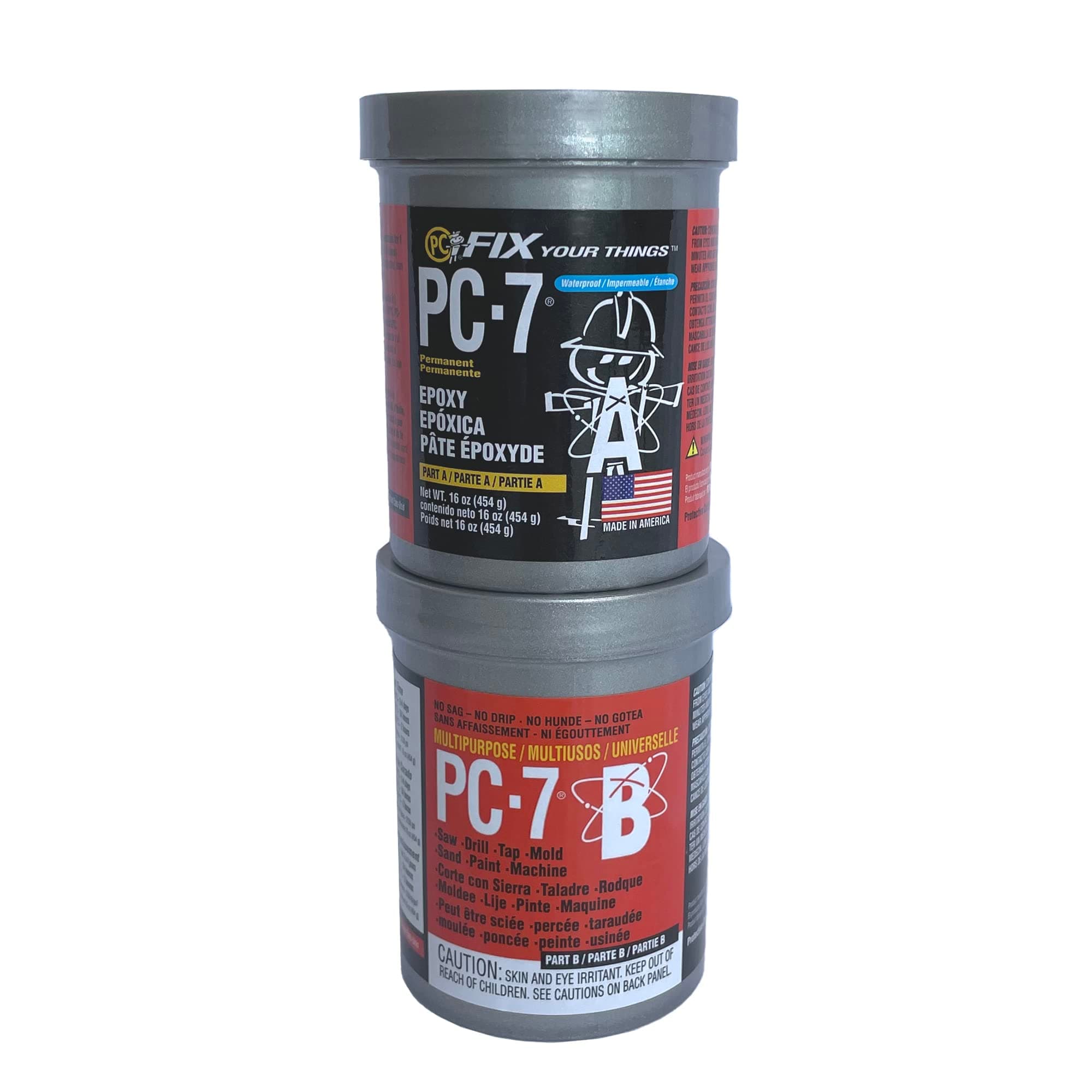 PC Products PC-7 Two-Part Heavy Duty Multipurpose Epoxy Adhesive Paste, 1 lb in Two Cans, Charcoal Gray