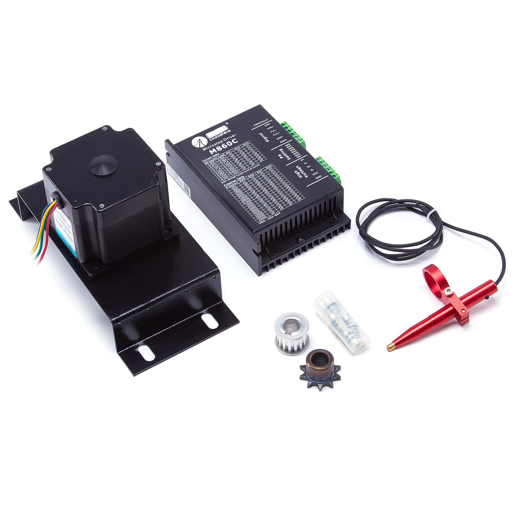 OMTech Autofocus Sensor Kit with Leadshine Stepper Driver and NEMA 34 Stepper Motor for CO2 Laser Engraver, Cutter, Engraving, and Cutting Machines, Automatic Motorized Z-Axis Up Down Focus