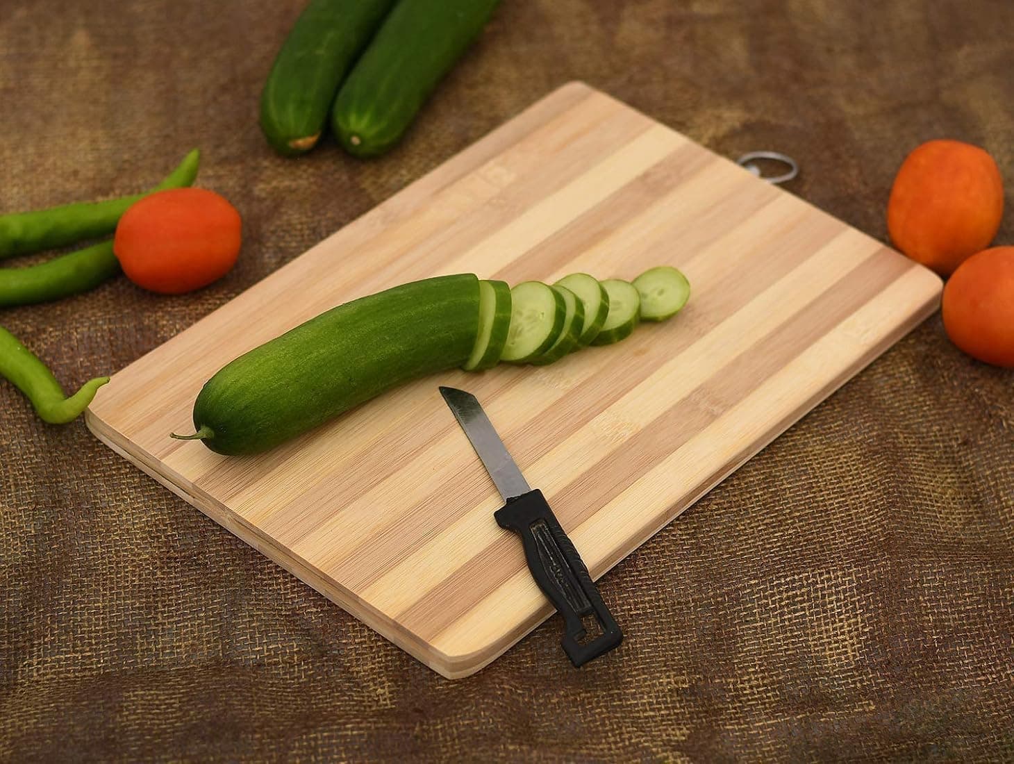Bamboo Cutting Board with Hook for Hanging, Chopping Board for Kitchen Chopping Vegitable, Meat, Fruits & etc..(12 inches x 8 inches x 1 inches).