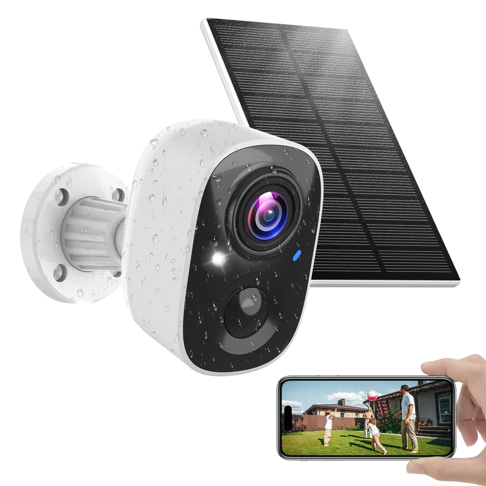 Solar Camera Outdoor Wireless, 2.4G Wi-Fi Security Camera with AI Motion Detection, Cameras for Home Security, 2K Color Night Vision, 2-Way Talk, IP66 Weatherproof, Cloud/SD Storage, 2 Packs