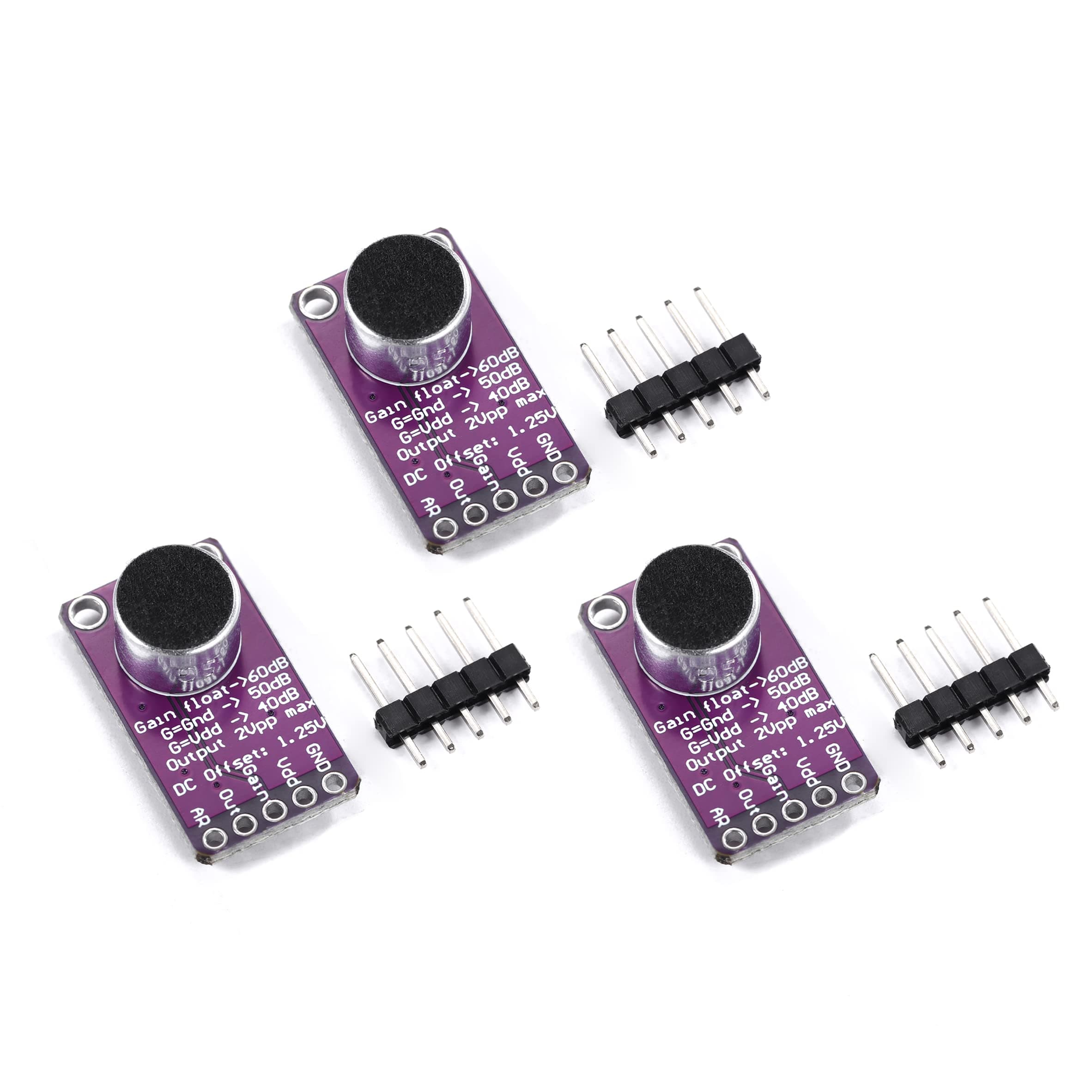Teyleten Robot MAX9814 Electret Microphone AGC Amplifier Module Auto Gain Control Release Ratio Low THD for Arduino 3pcs