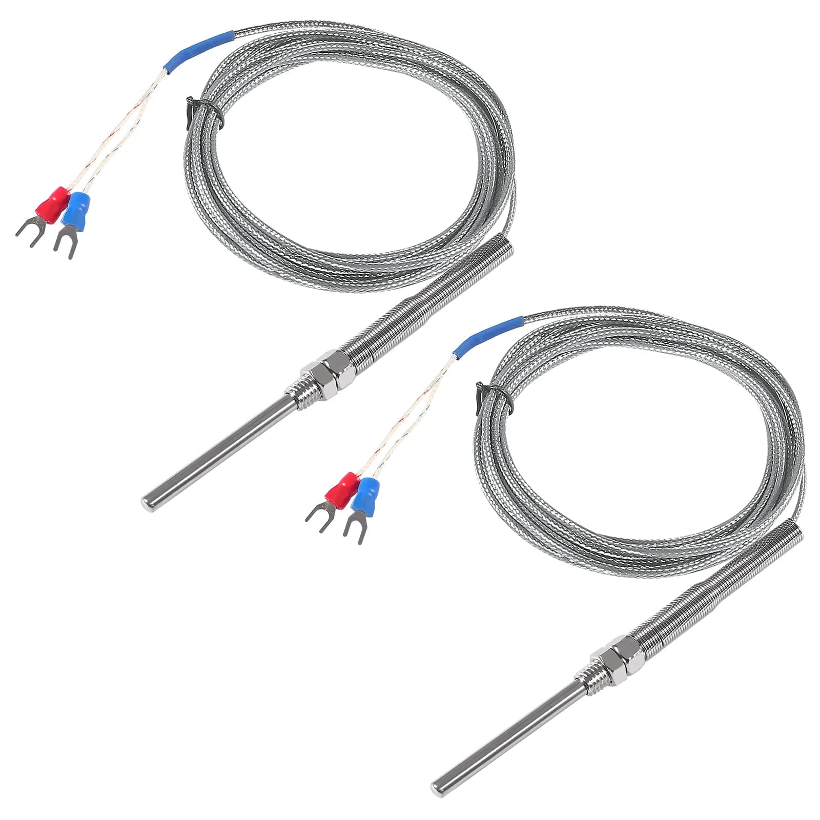 Alinan 2pcs 3M 50MM Pipe Thread Temperature Sensor Probe Two Wire Temperature Controller Stainless Steel K Type Thermocoupl
