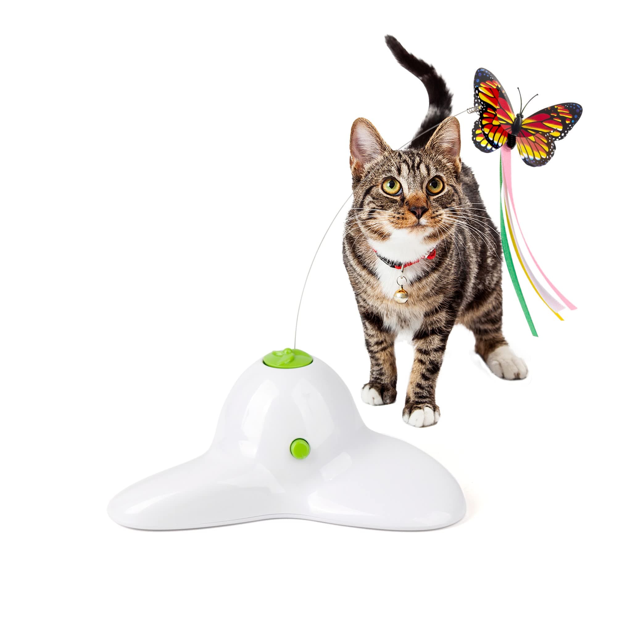 Pet Prime Cat Butterfly Toy Interactive Flutter Bug Kitty Electric Automatic 360°Spinning Flying Toys for Indoor Cats with 2 Replacement Butterflies