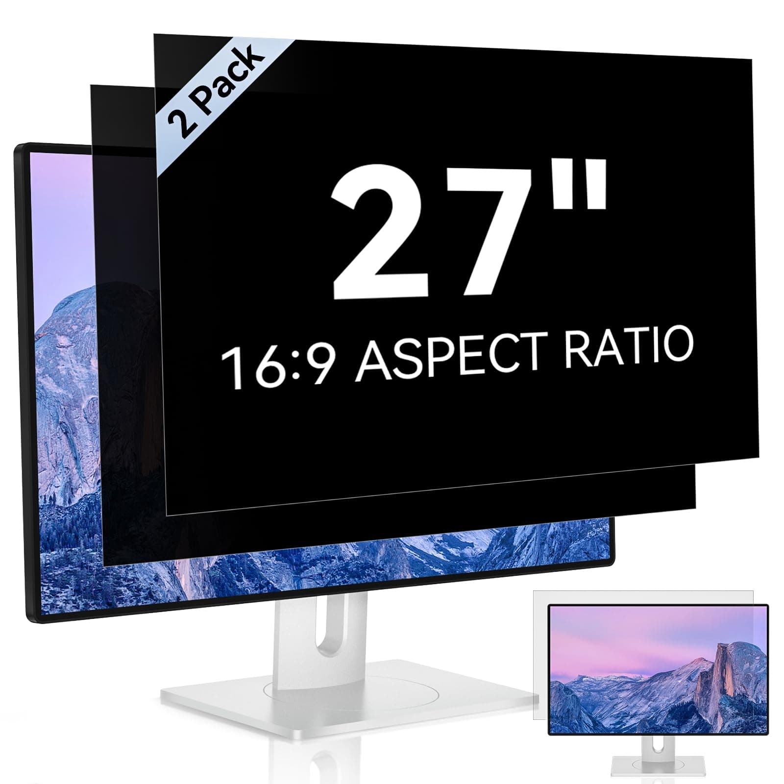 [2 Pack] 27 Inch Computer Privacy Screen for 16:9 Aspect Ratio Widescreen Monitor, Eye Protection Anti Glare Blue Light Computer Monitor Privacy Filter, Removable Anti-Scratch 27in Protector Film