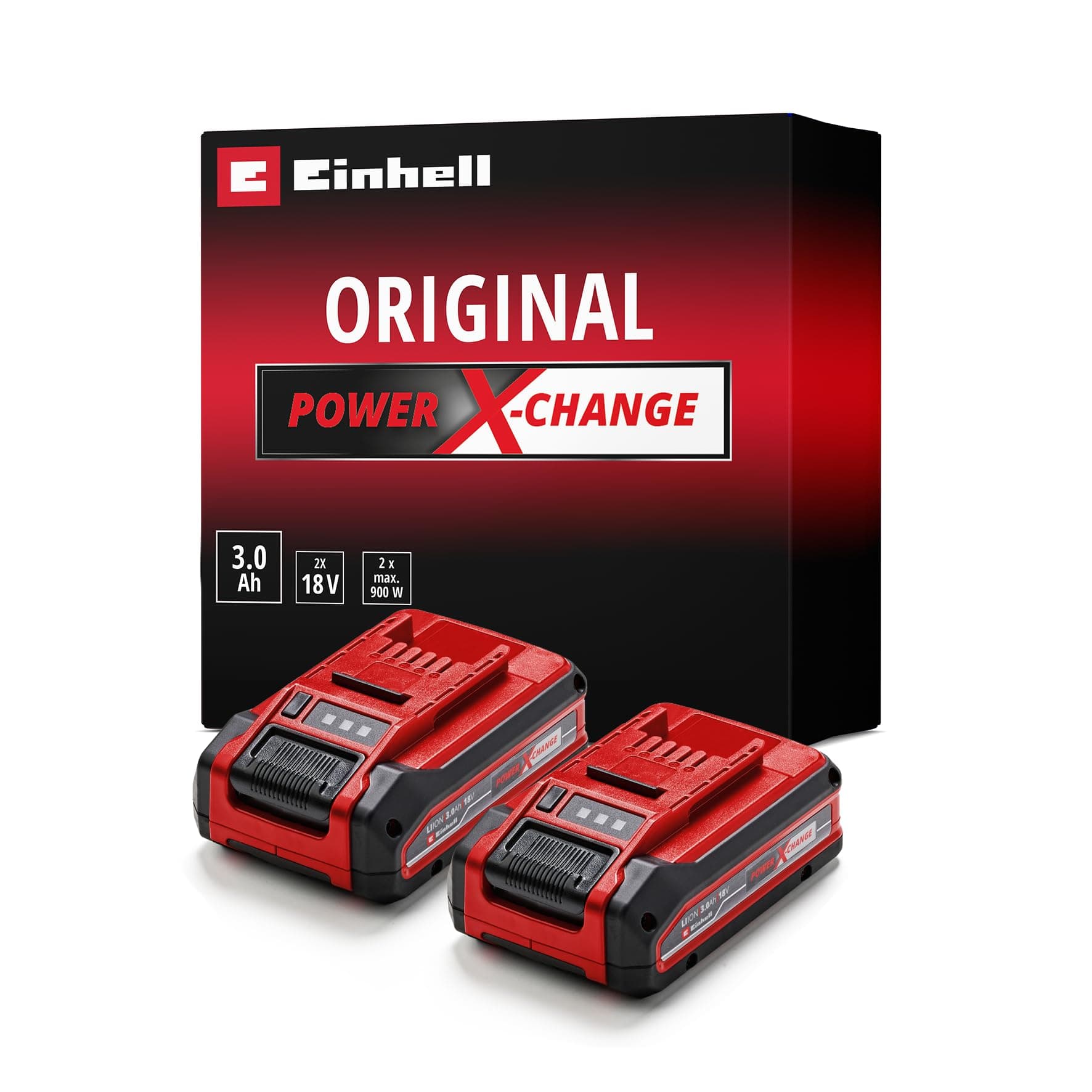 Original 3 Ah Power X-Change Plus Twin Pack (18 V, Li-Ion, Universal Use for All PXC Devices, Charge Level Control, Includes 2 x 3 Ah Batteries, without Charger)