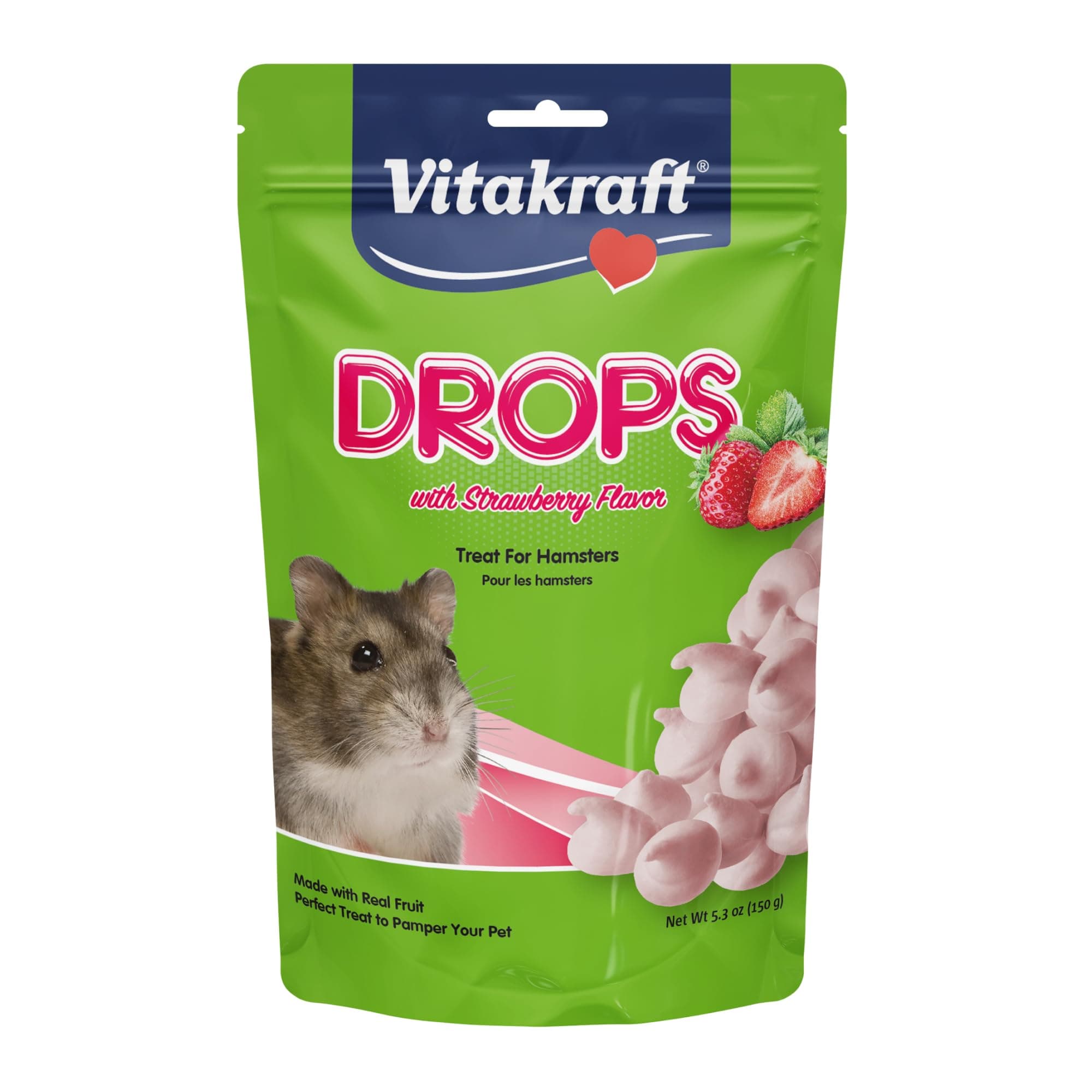 Hamster Strawberry Drops Treats 5.3 oz - Wholesome Small Animal Snacks with Yogurt and Fruit Flavor - Tasty Reward for Hamsters Gerbils and Other Little Pets