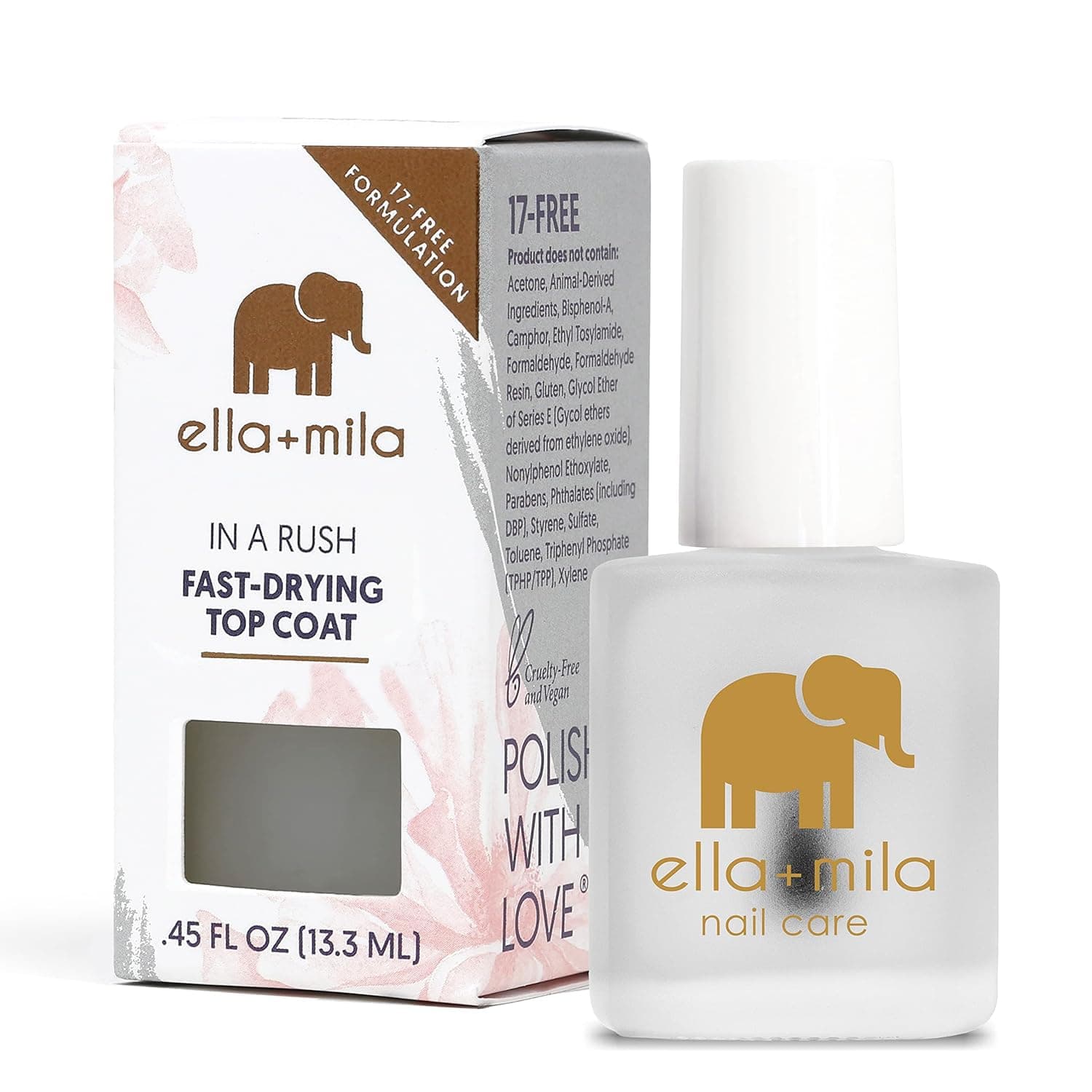 ella+mila Fast Dry Top Coat – Quick Dry Nail Polish Top Coat for High Shine & Long Lasting Wear – Clear Protective Layer