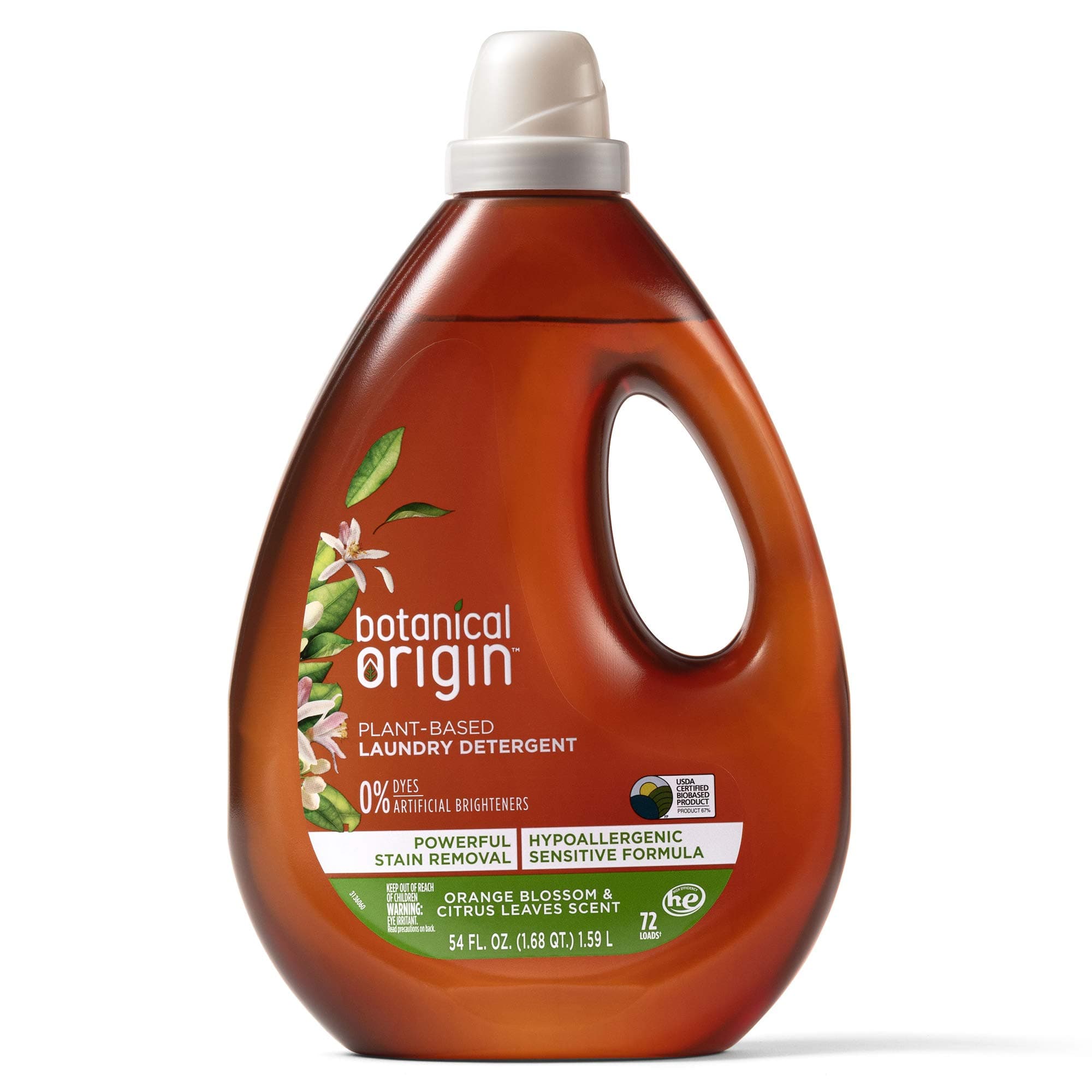 Plant-based Laundry Detergent Orange Blossom and Citrus Leaves, 54 oz (72 loads)