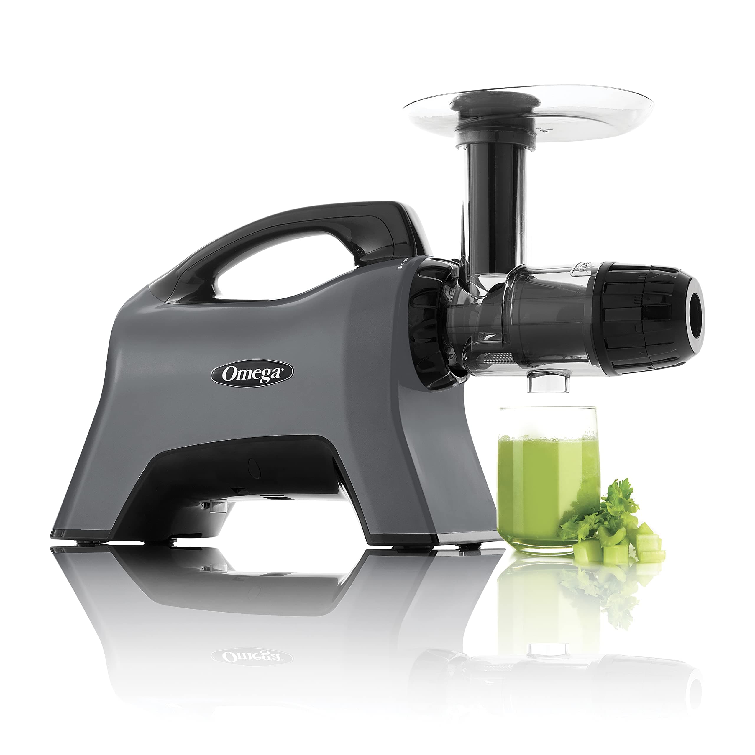 Omega Celery Juicer and Nutrition System Masticating Juicer, Cold Press Juicer Machine For Celery with Adjustable Dial, 200-Watt, Silver