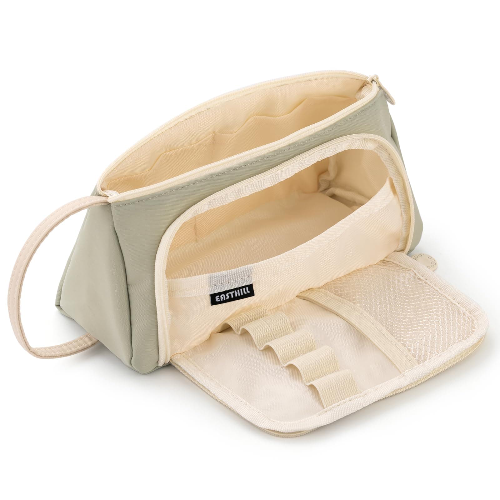 EASTHILL Polyester Big Capacity Pencil Case High Large Storage Pouch Marker Pen Case Simple Stationery Bag School College Office Organizer For Teens Girls (Light Green)