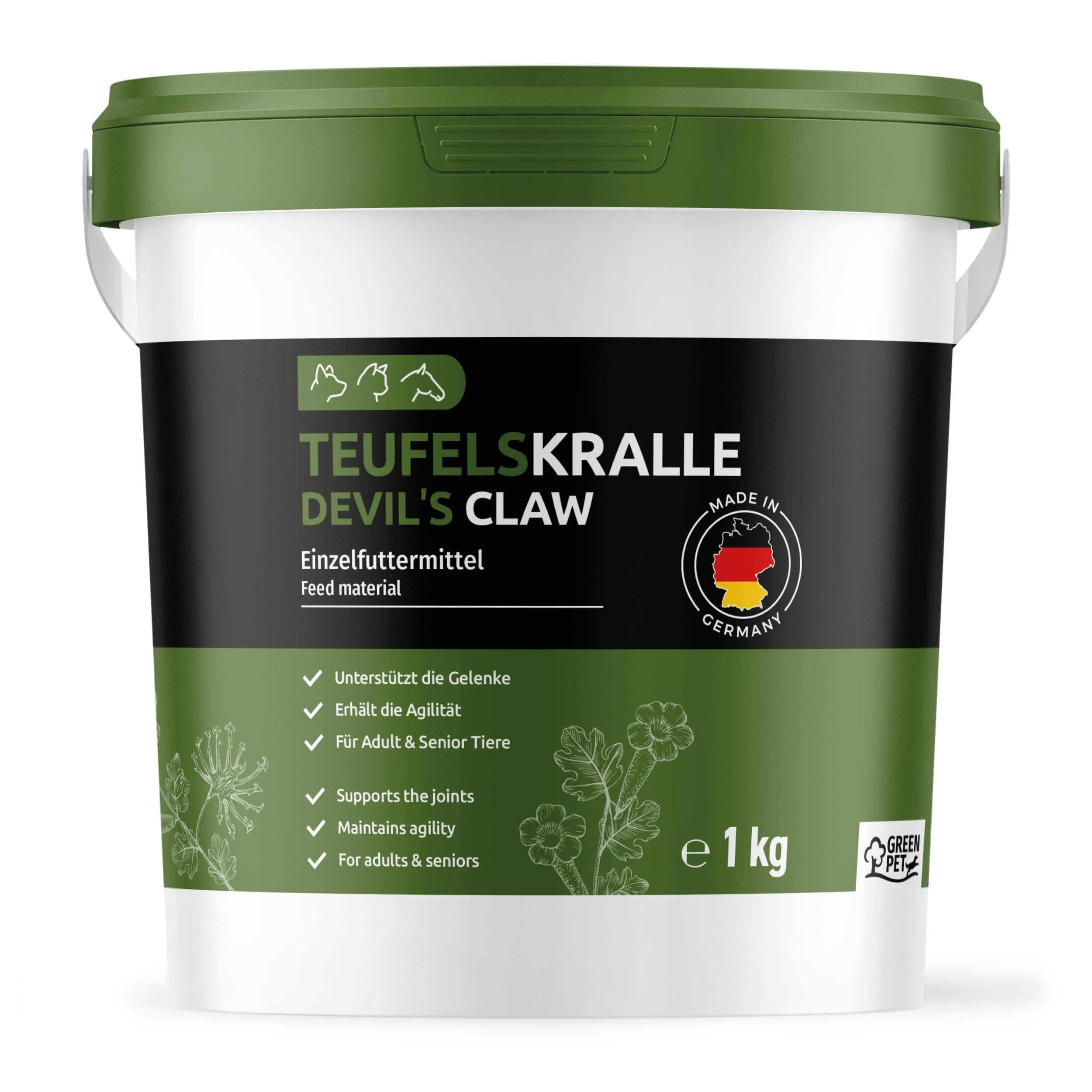 GreenPet Devil's Claw 1 kg Devil's Claw Powder Devil's Claw Root - to Support Agile Joints and Mobility in Dogs, Cats and Horses