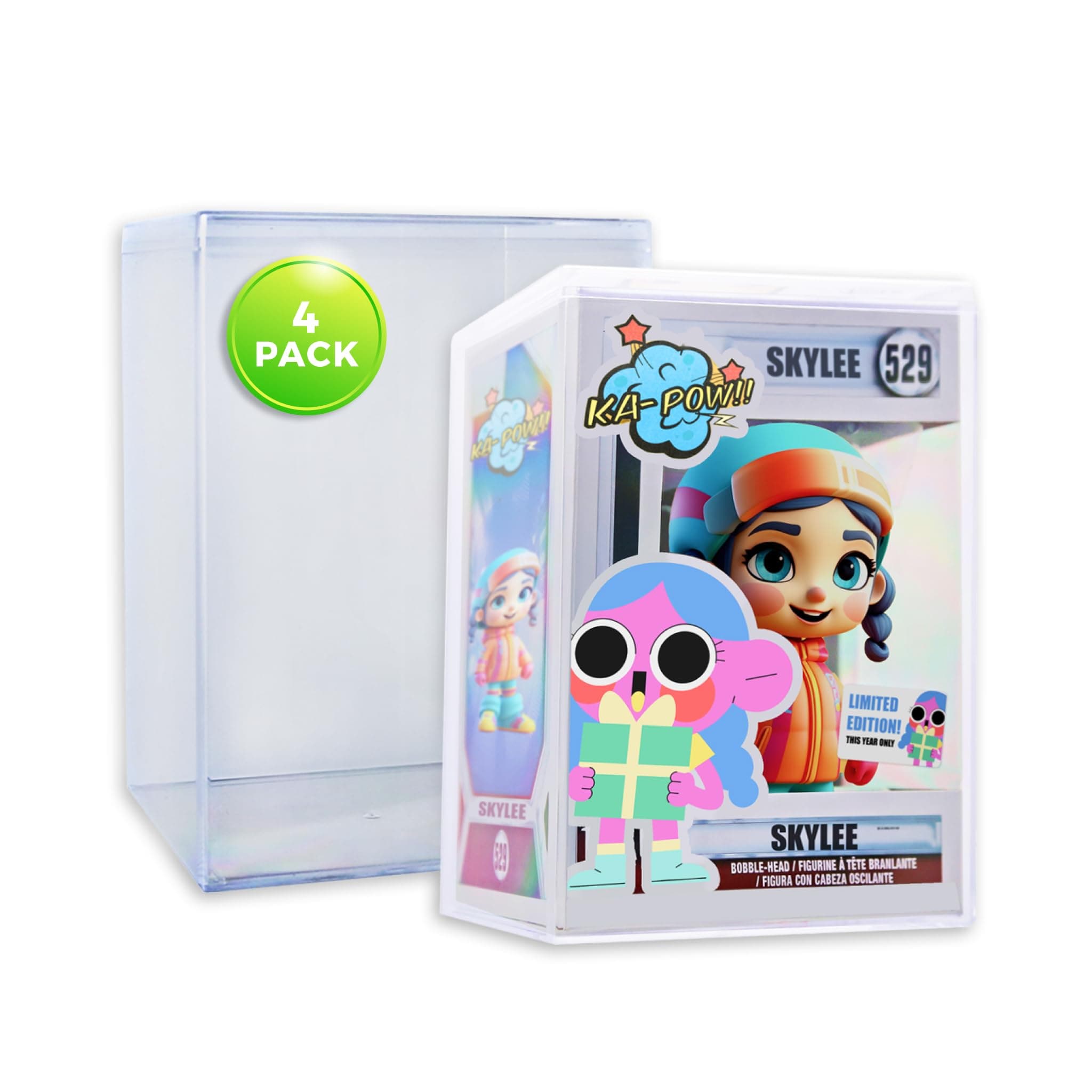 4-Pack Clear Hard Plastic Funko Pop Protector Display Cases for 4" Figures, Stackable Display Cases, Made in USA by Gary Plastic Packaging