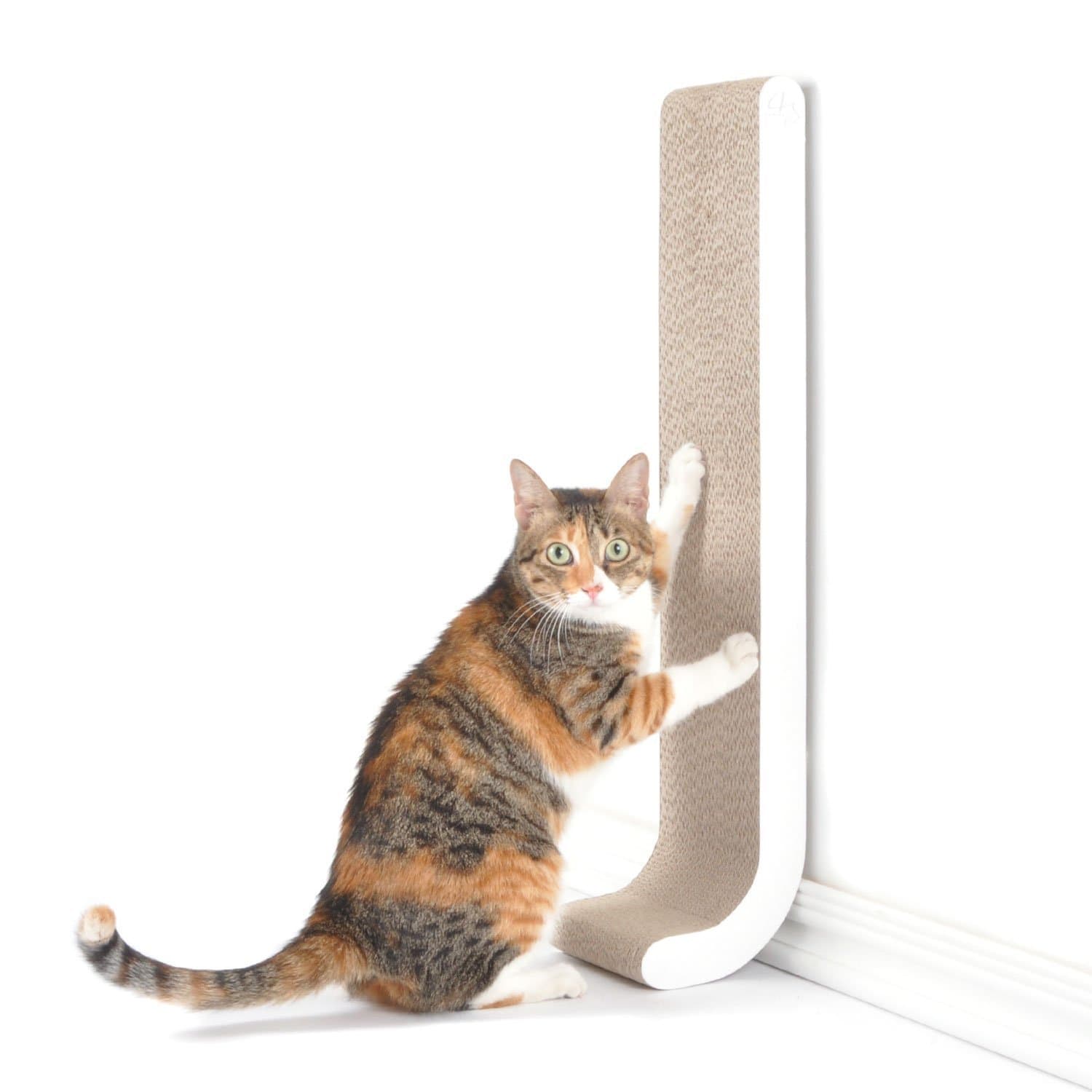 4CLAWS Wall Mounted Scratching Post 26" (White) - BASICS Collection Cat Scratcher