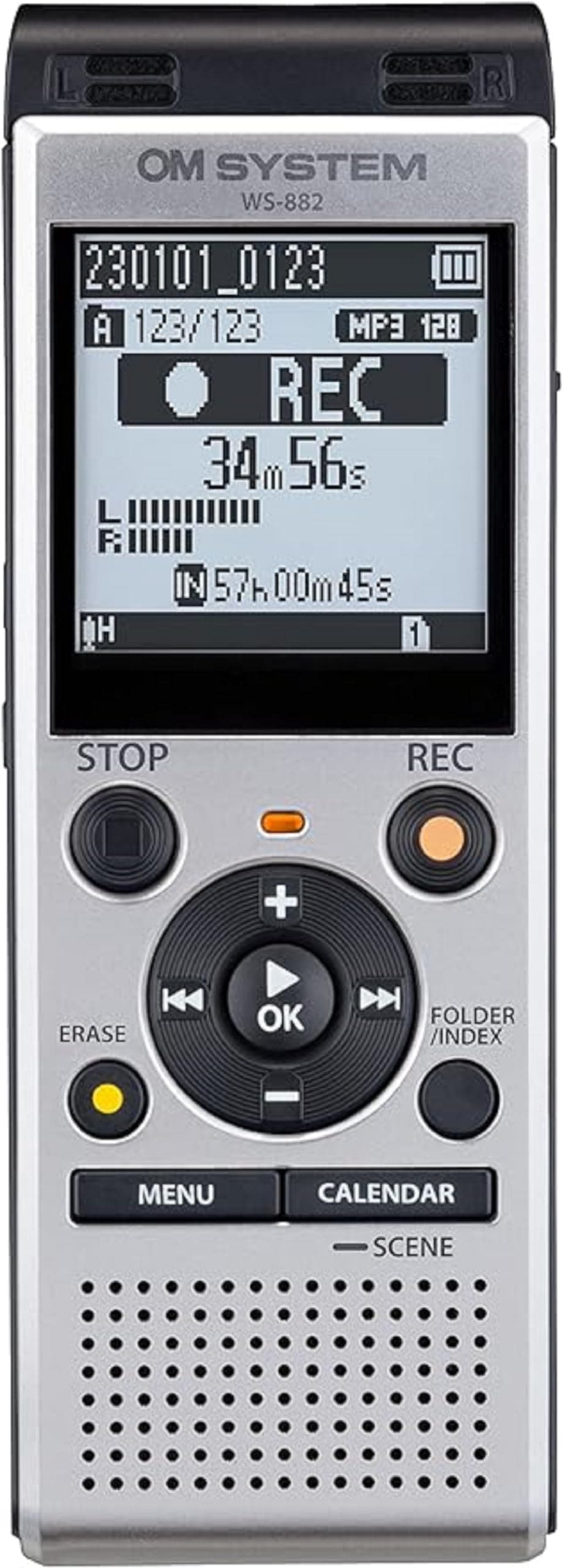 OLYMPUS WS-882 Digital Voice Recorder, with Linear PCM/MP3 Recording Formats, USB Direct, 4gb Playback Speed and Volume Adjust, File Index, Erase Selected Files