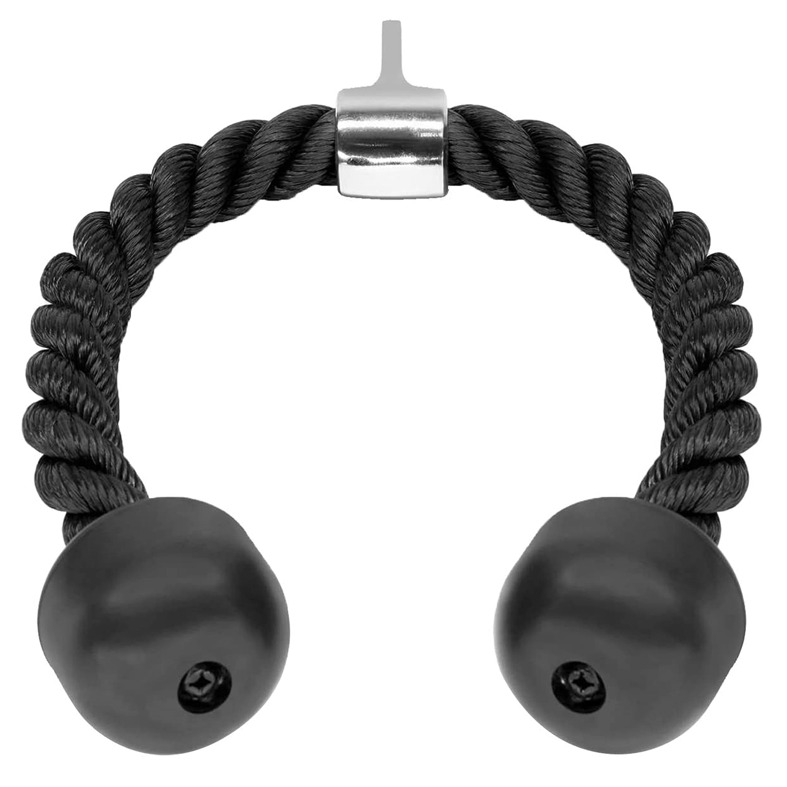 Heavy Duty Tricep Pull Down Nylon Rope Attachment 69 cm Long With Solid Rubber Ends Em9339, Black, Em 9339, 69 X 6.5 X 6.5
