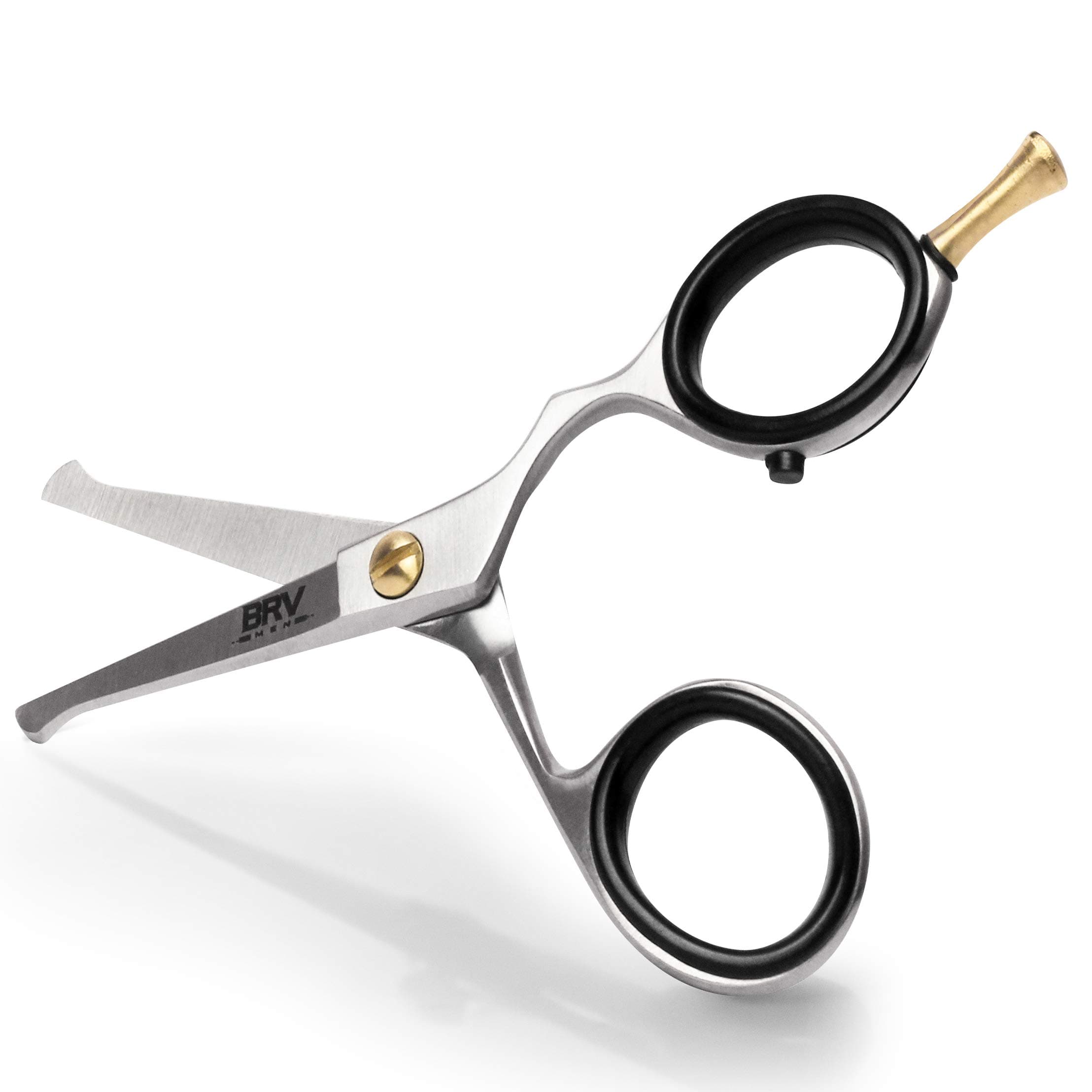 Rounded-Tip Scissors, 10.6cm (4.2") - High Carbon Stainless Steel - Beard, Moustache, Nose Hair, Ear Hair Trimming - Professional Grooming Scissors (Silver)