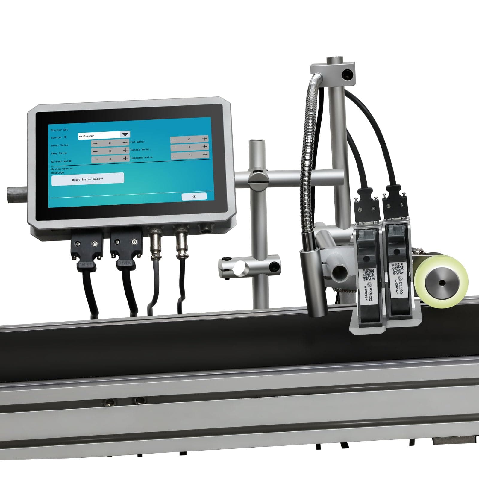 PEKOKO LBX2000 Industrial Online Inkjet Printer Automatic Batch Coding & Marking Machine for Date Code,QRcode,Barcode,Logo/Image,Serial Number,High-Resolution Alphanumeric Text Printing on Packages.