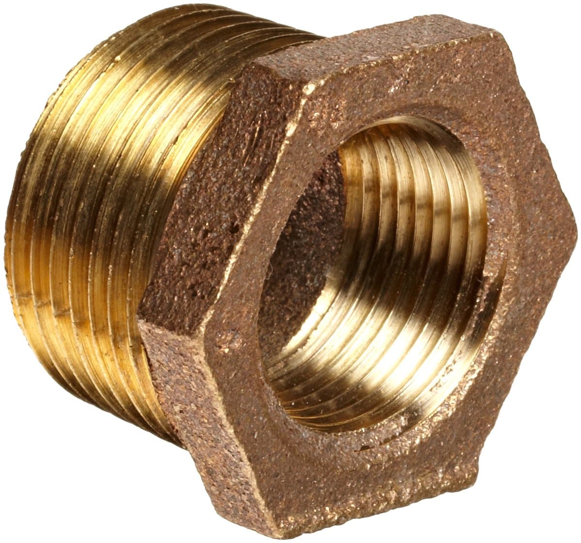 Anderson Metals-38110-2012 Brass Threaded Pipe Fitting, Hex Bushing, 1-1/4" Male x 3/4" Female