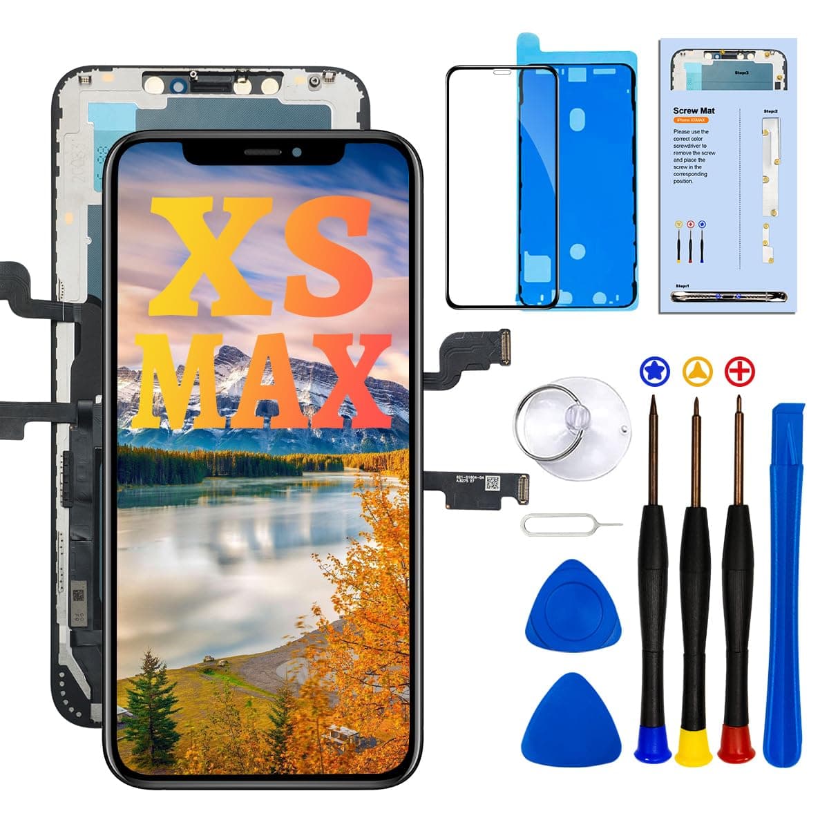 for iPhone XS MAX LCD Screen Replacement Front Panel LCD FHD Resolution Kit Tools Included (6.5 inch)