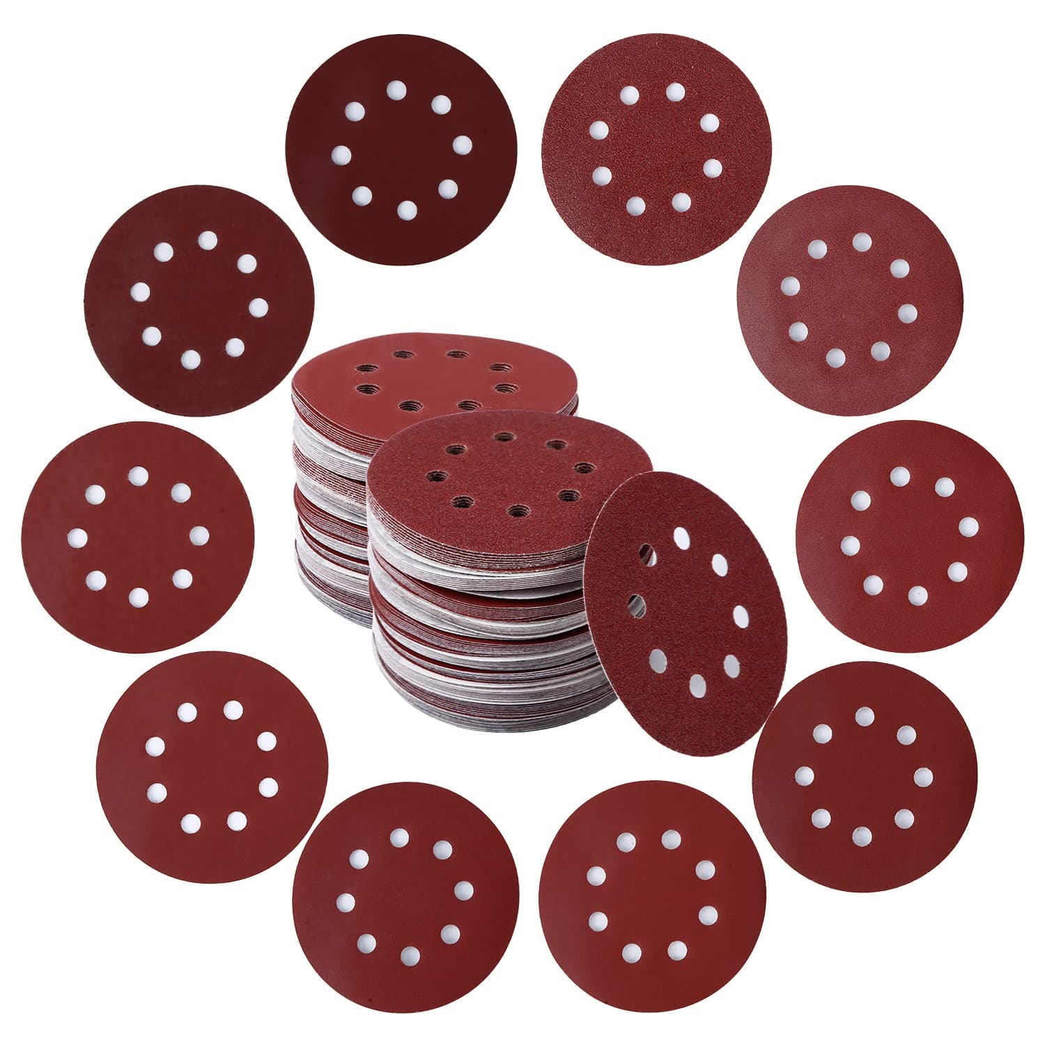 200PCS Assorted Grit 5 Inch Sanding Discs with Hook and Loop Backing for Random Orbital Sanders Orbital Sander Pads Include 60 120 240 400 600 800 1000 1200 1500 2000Grits