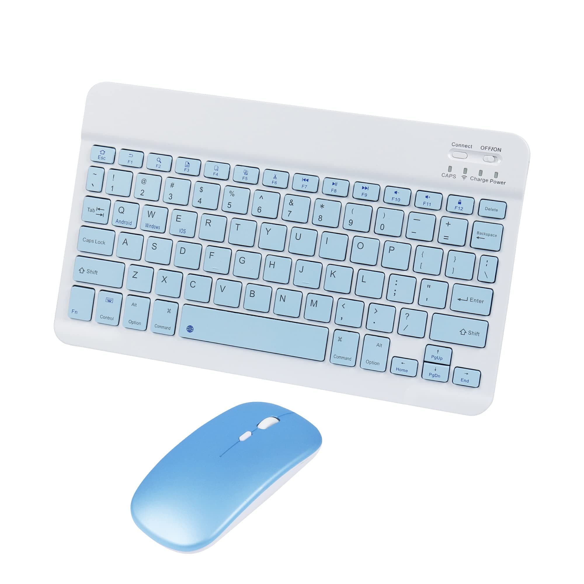 Bluetooth Wireless Keyboard and Mouse Combo,Ultra-Slim Ergonomic Mini Small Rechargeable Portable Compact Bluetooth Keyboard Mouse for Apple iPad iPhone Samsung Tablet Phone Android PC Computer Mac