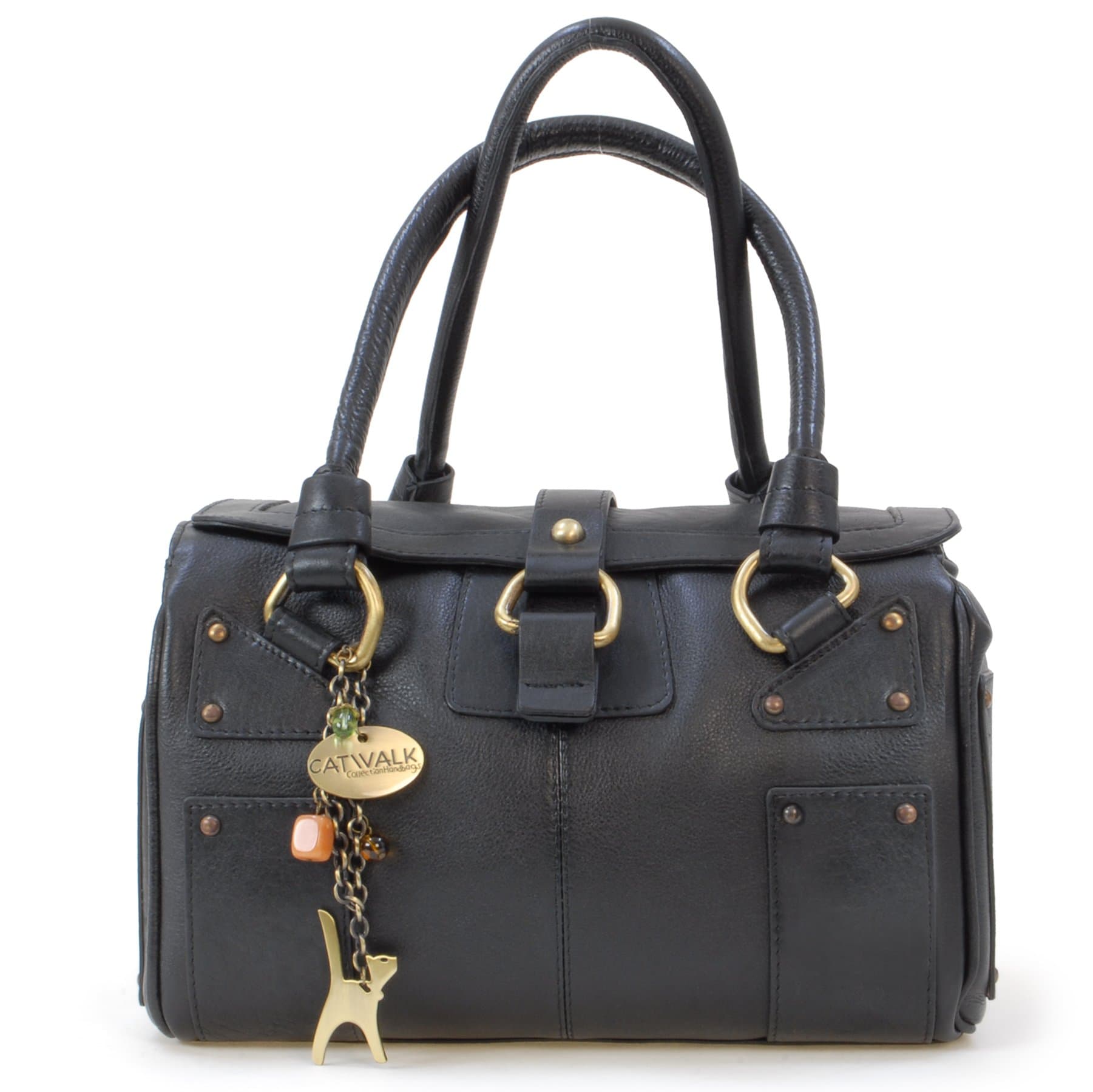 Women's Medium Leather Top Handle Bag - Handbag With Multiple Pockets & Compartments - Claudia