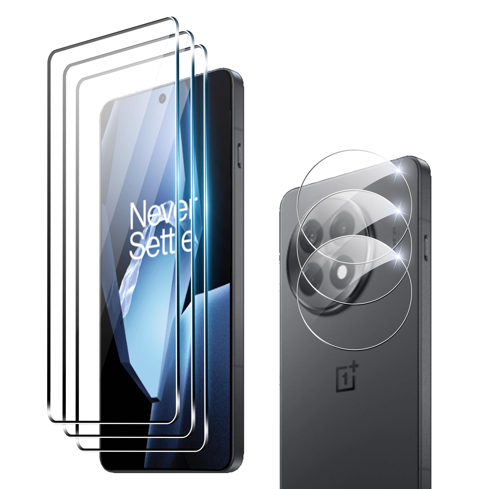 for OnePlus 13R Screen Protector with Camera Lens Protector, 9H Hardness Anti-Scratch Tempered Glass flim, Case Friendly, Anti-Scratch (3+3 PACK)