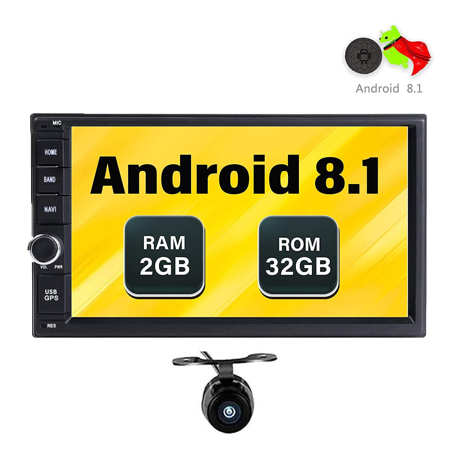 Freeauto Universal Standard Double 2 Din Android 8.1 In Dash Car Stereo Radio GPS Navigation Support 4G WIFI Bluetooth Mirrorlink with Rear Camera