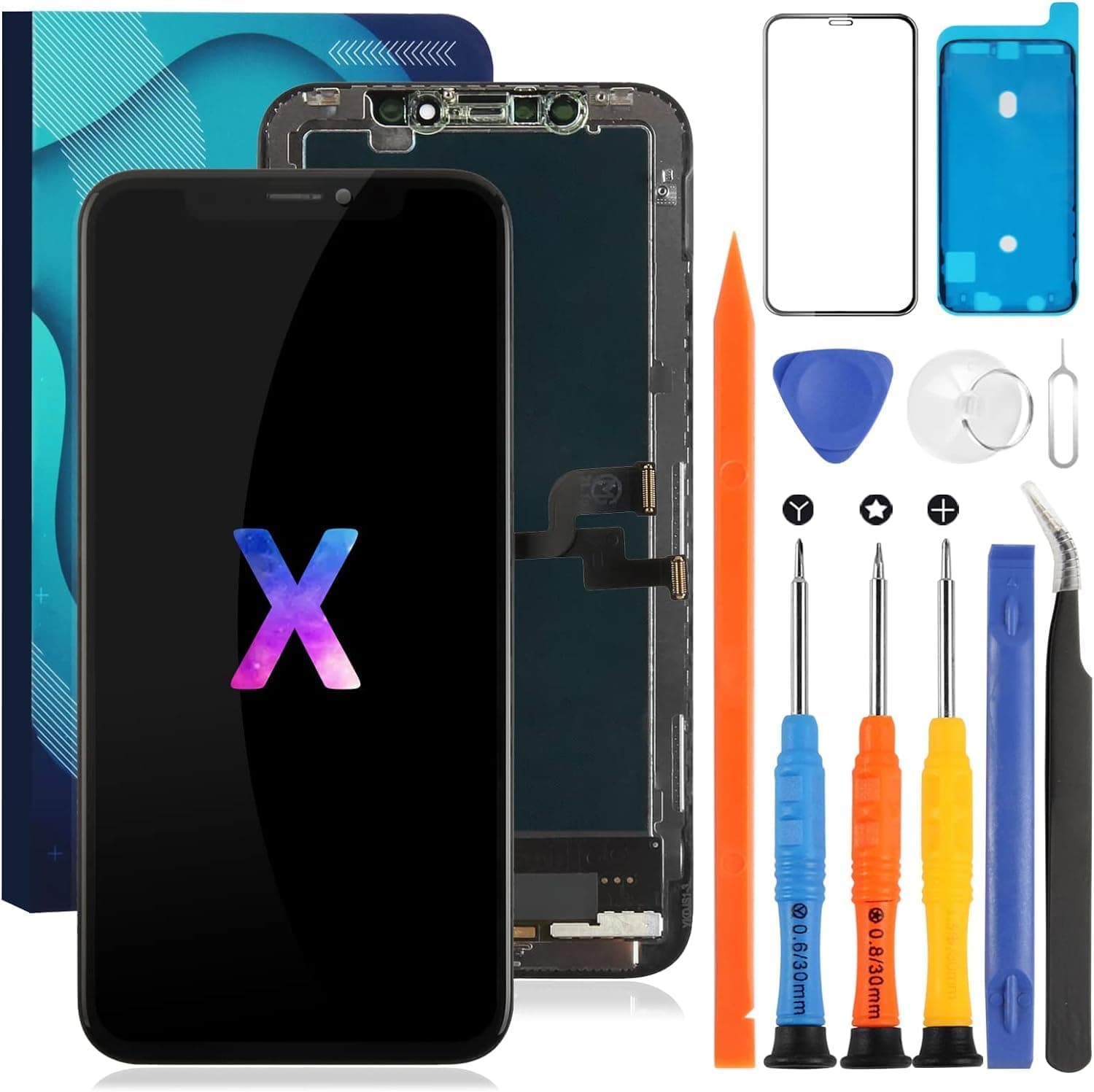 For iPhone X Screen Replacement For iPhone X LCD Screen Display Touch Digitizer Glass Panel Assembly Kits A1865, A1901, A1902, A1903 (Incelll Black)