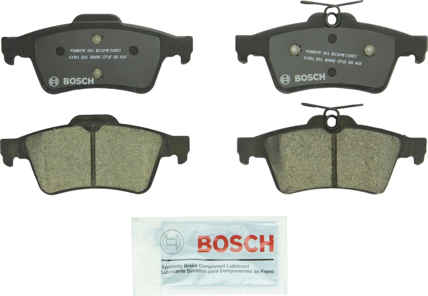 BOSCH BC1095 QuietCast Premium Ceramic Disc Brake Pad Set - Compatible with Select Ford Focus; Jaguar XF, XJ; Mazda 3, 5; Pontiac Solstice; Saturn Sky; Volvo C30, C70, S40, V50 + More; REAR