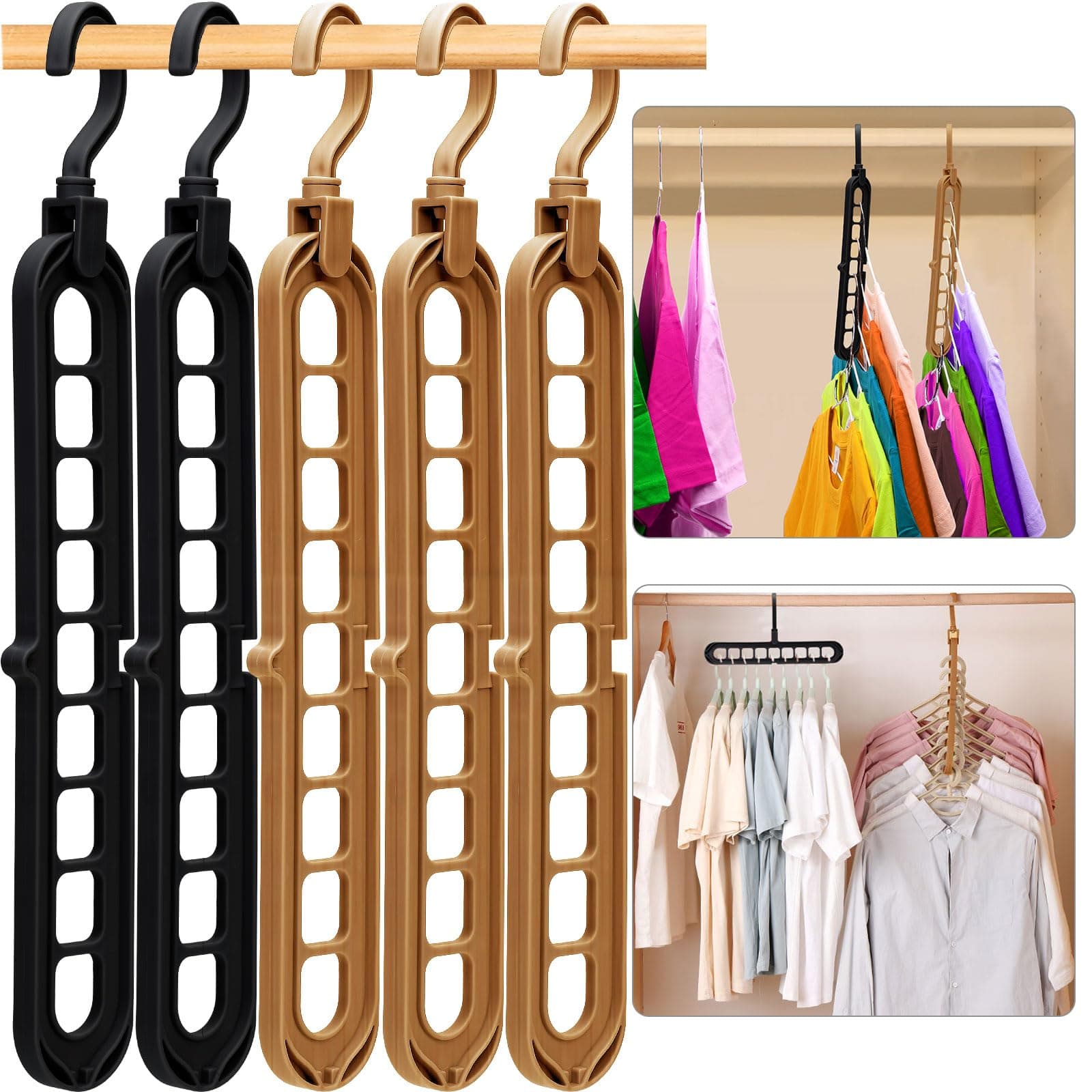 Closet Organizers and Storage,College Dorm Room Essentials, Multifunctional Organizer Magic Space Saving Hangers with 9 Holes Storage Organization for Wardrobe