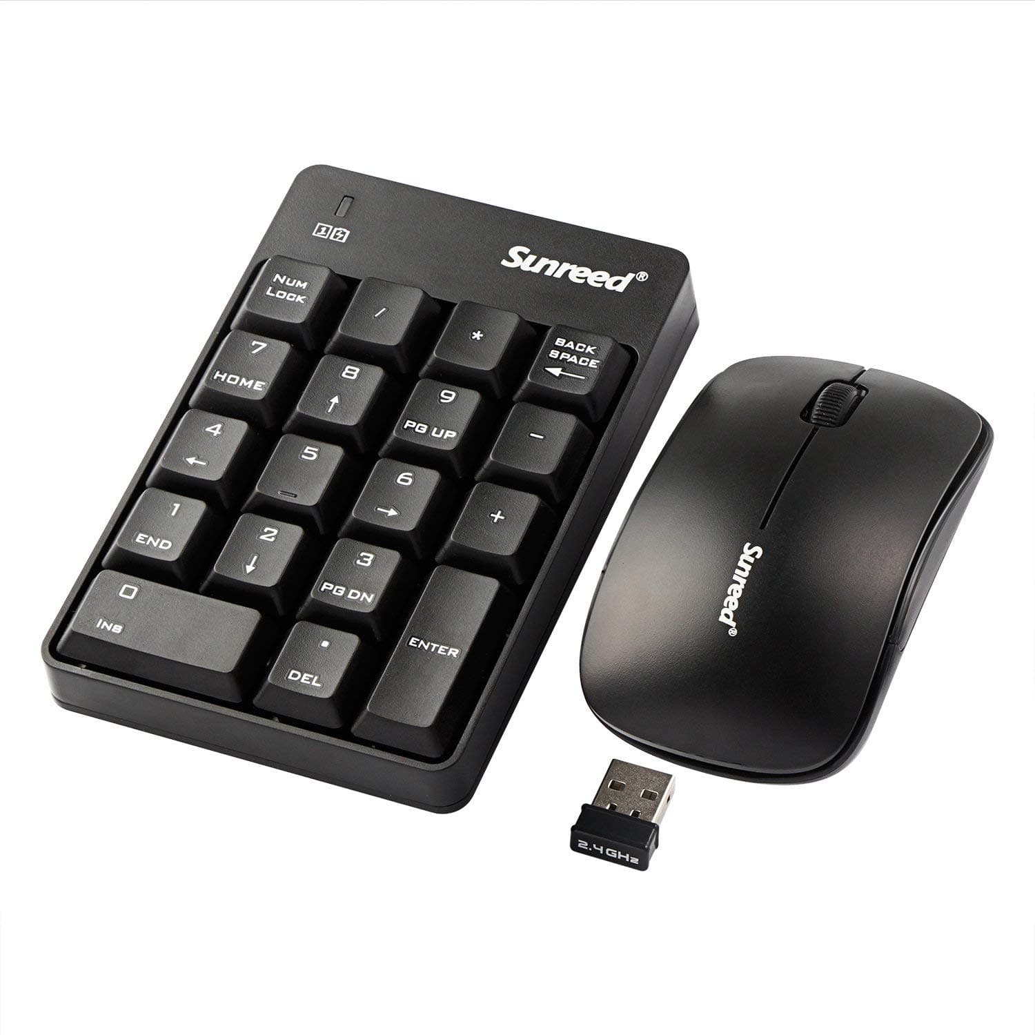 Numeric Keypad & Mouse Combo, Sunreed 2.4G Wireless Mini USB Number Pad Keyboard and Mouse for Laptop Desktop Notebook - Just One USB Port