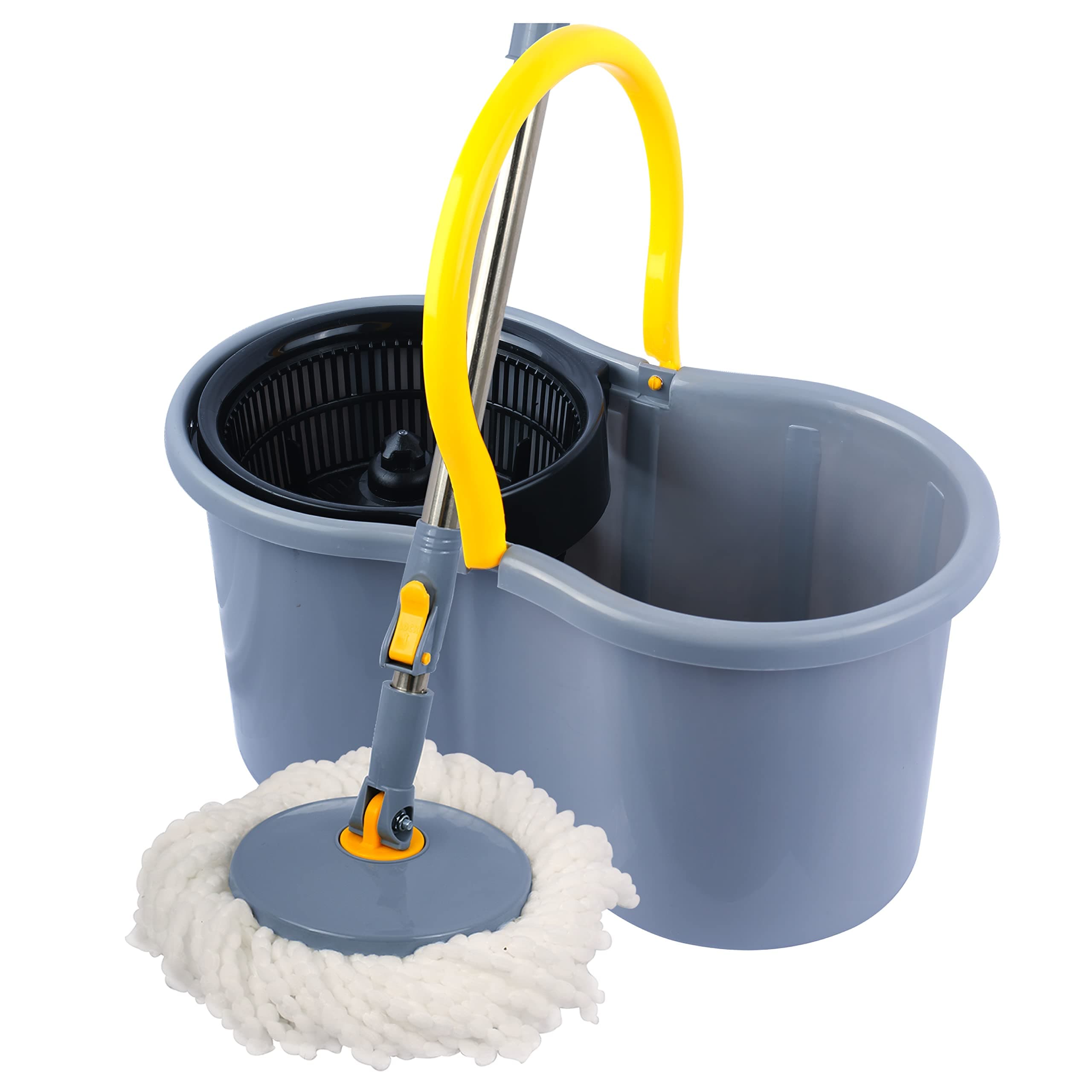 Elegant 360° Magic Spin Mop Bucket Set - Black (Grey)