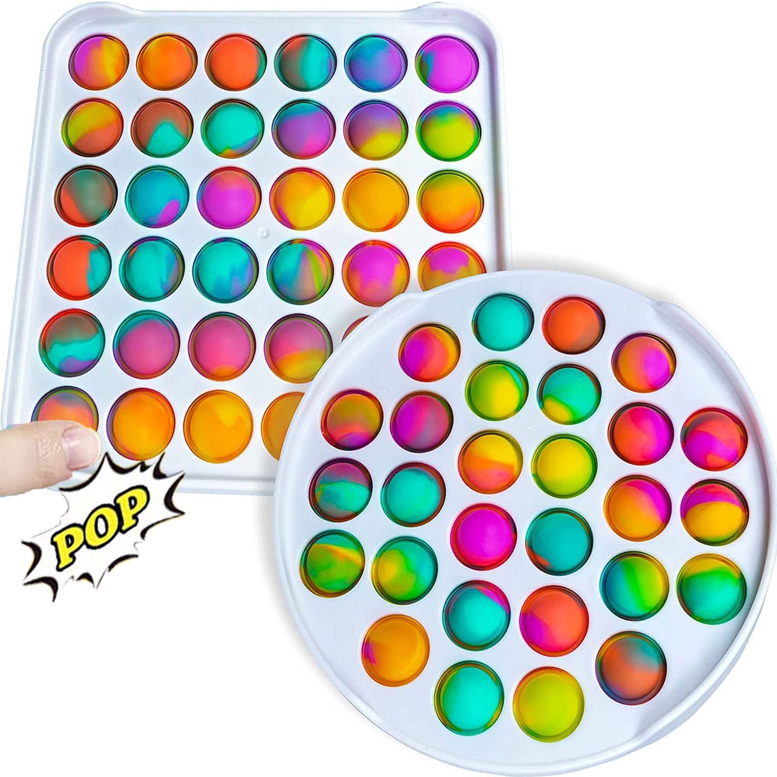 DXDXDXD Hard Case Pop it Hard Shell Pop It Pop Fidget Toys Plastic Pop it Popping Push Pop Bubble Sensory Fidget Toy, Autism Special Needs Stress Silicone Pressure Reliever Toys (Round+Square)