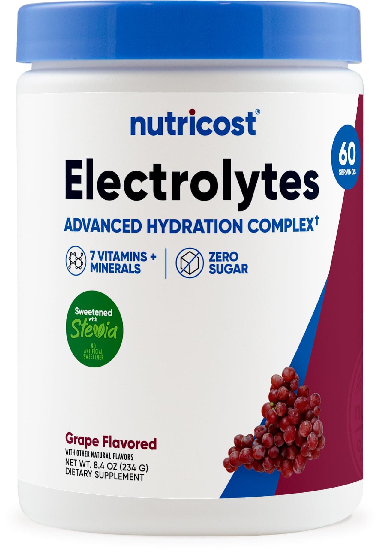 Electrolyte Complex Powder (60 Servings, Grape) - Hydration Supplement Drink Mix with Vitamins and Minerals